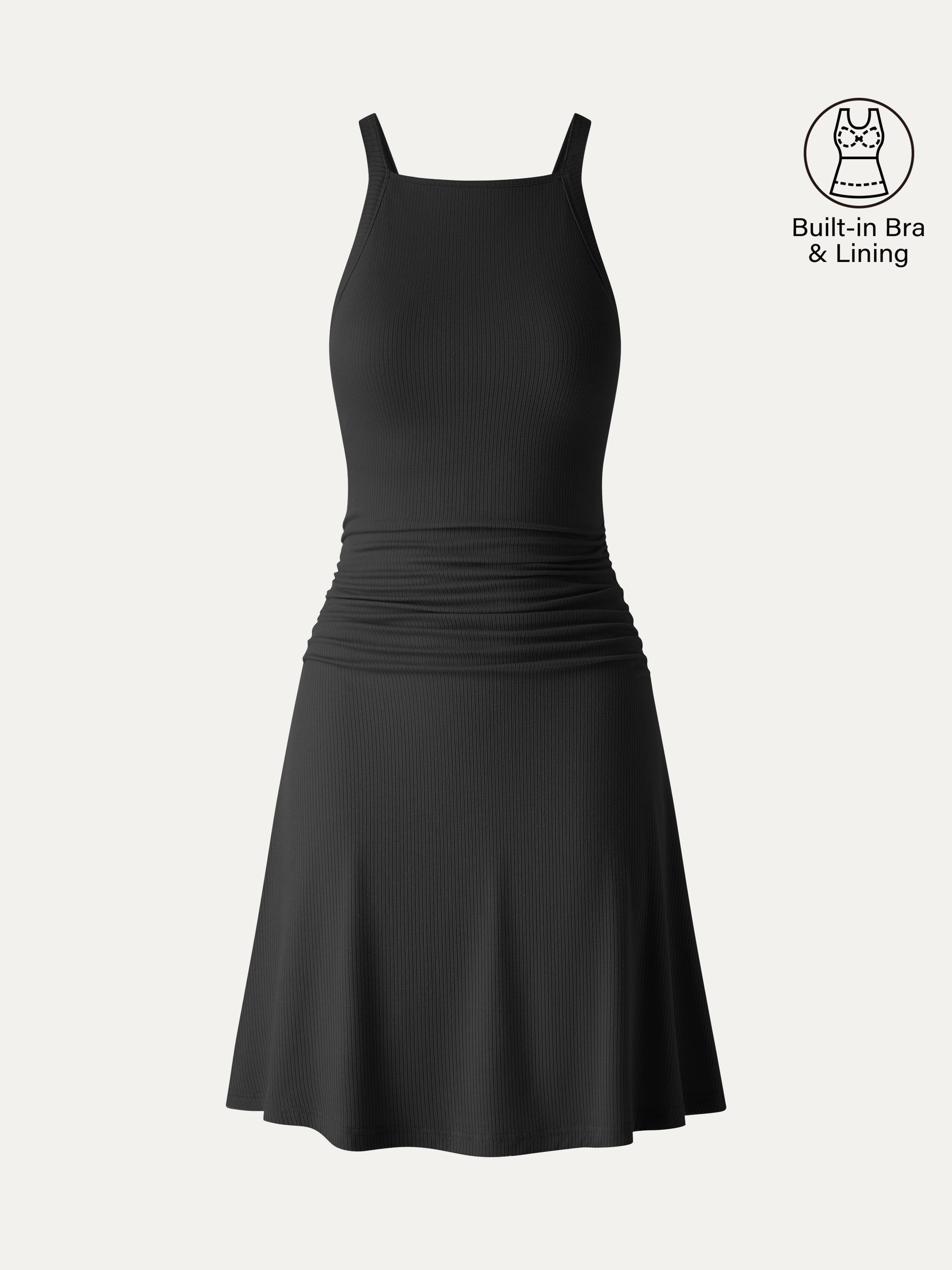 OGLmove CoolTouch Square Neck Ruched Mini Bra Dress