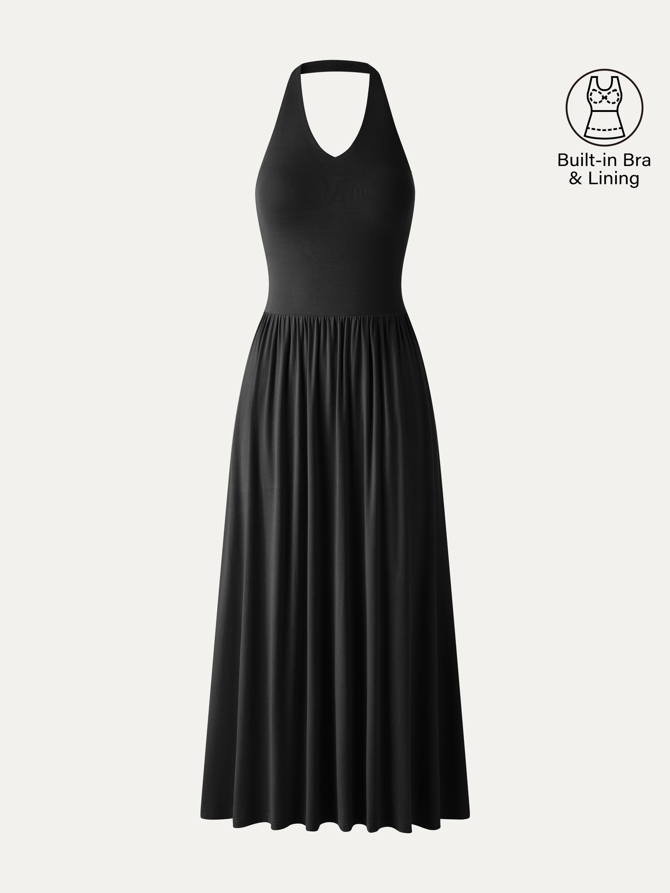 OGLmove SkinKiss Halter Ruched Midi Bra Dress with Pockets