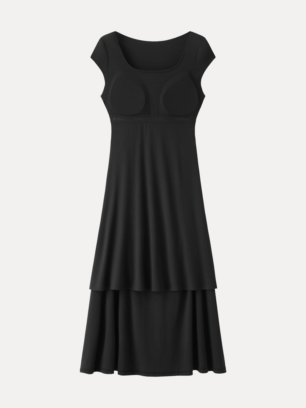 OGLmove Women's Cooling Square Neck Ruched Midi Bra Dress