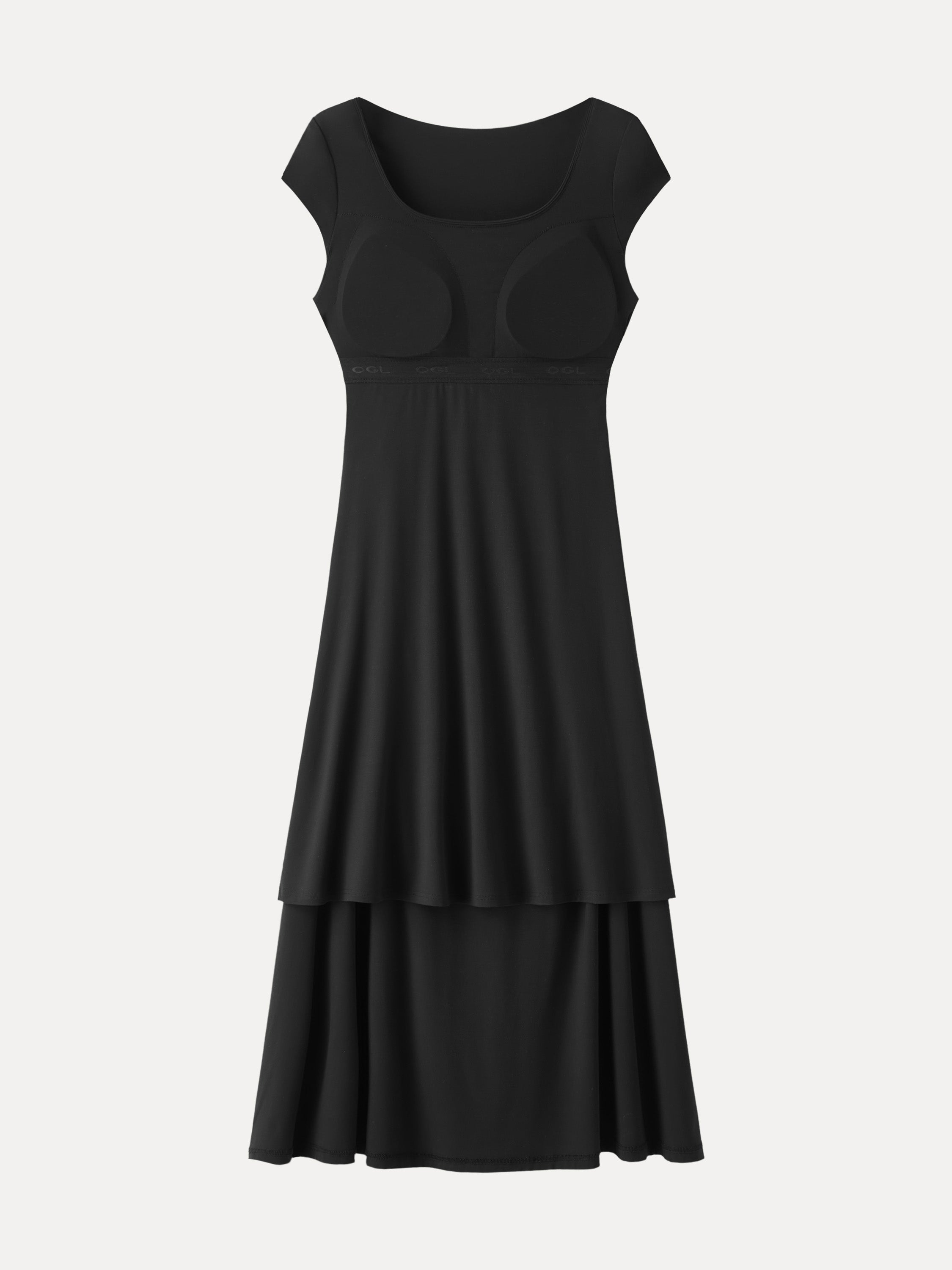 OGLmove Women's Cooling Square Neck Ruched Midi Bra Dress
