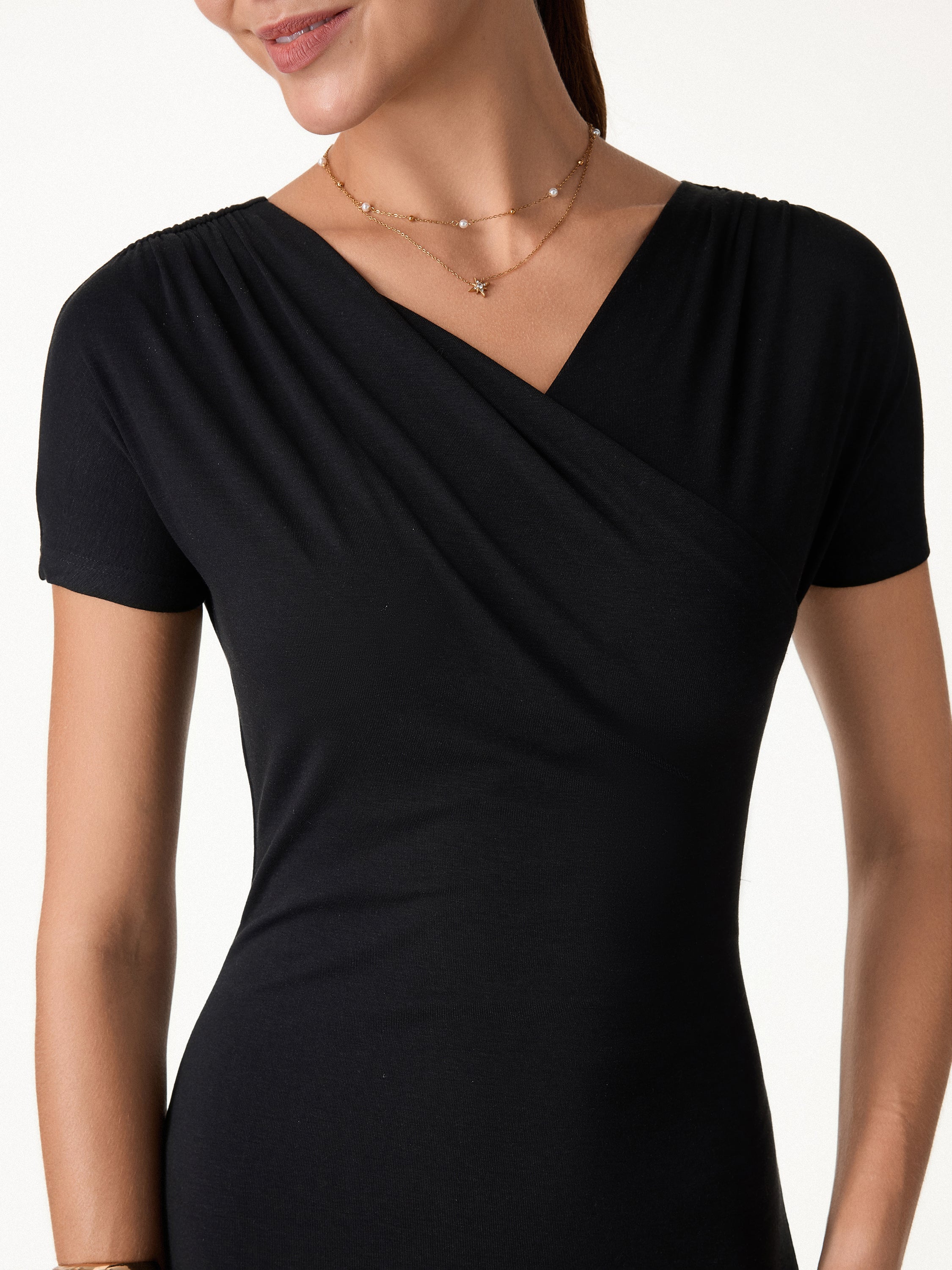 OGLmove Surplice Short Sleeve Midi Dress