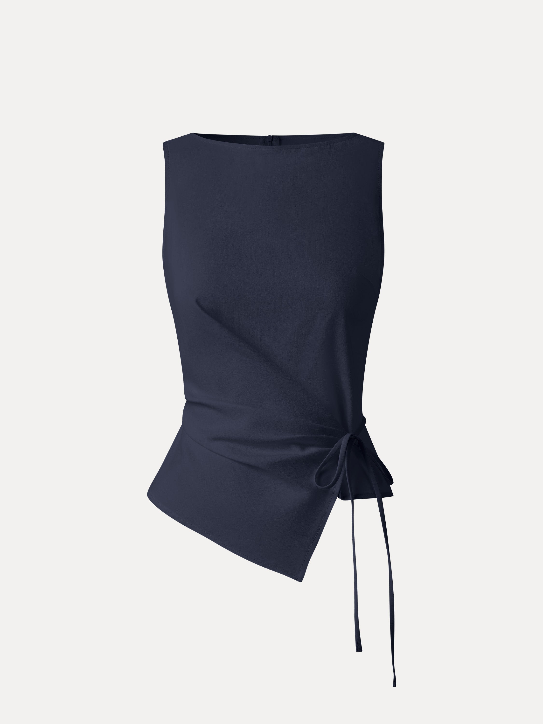 OGLmove Lyocell-Linen Blend Boatneck Waist-Defined Top
