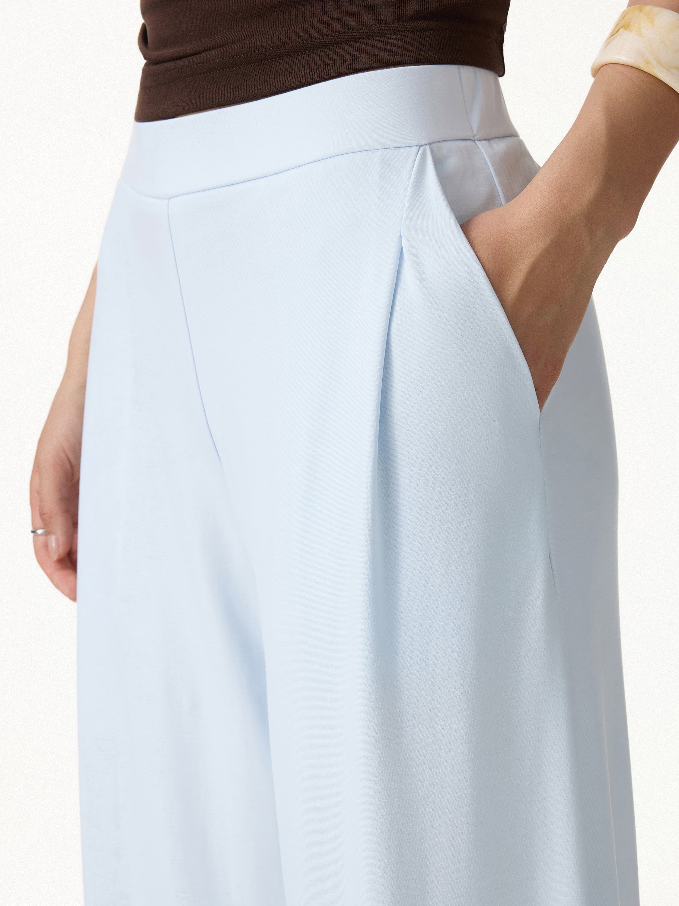 OGLmove Cool-Touch Ponte Mid Rise Wide Leg Pants with Pockets