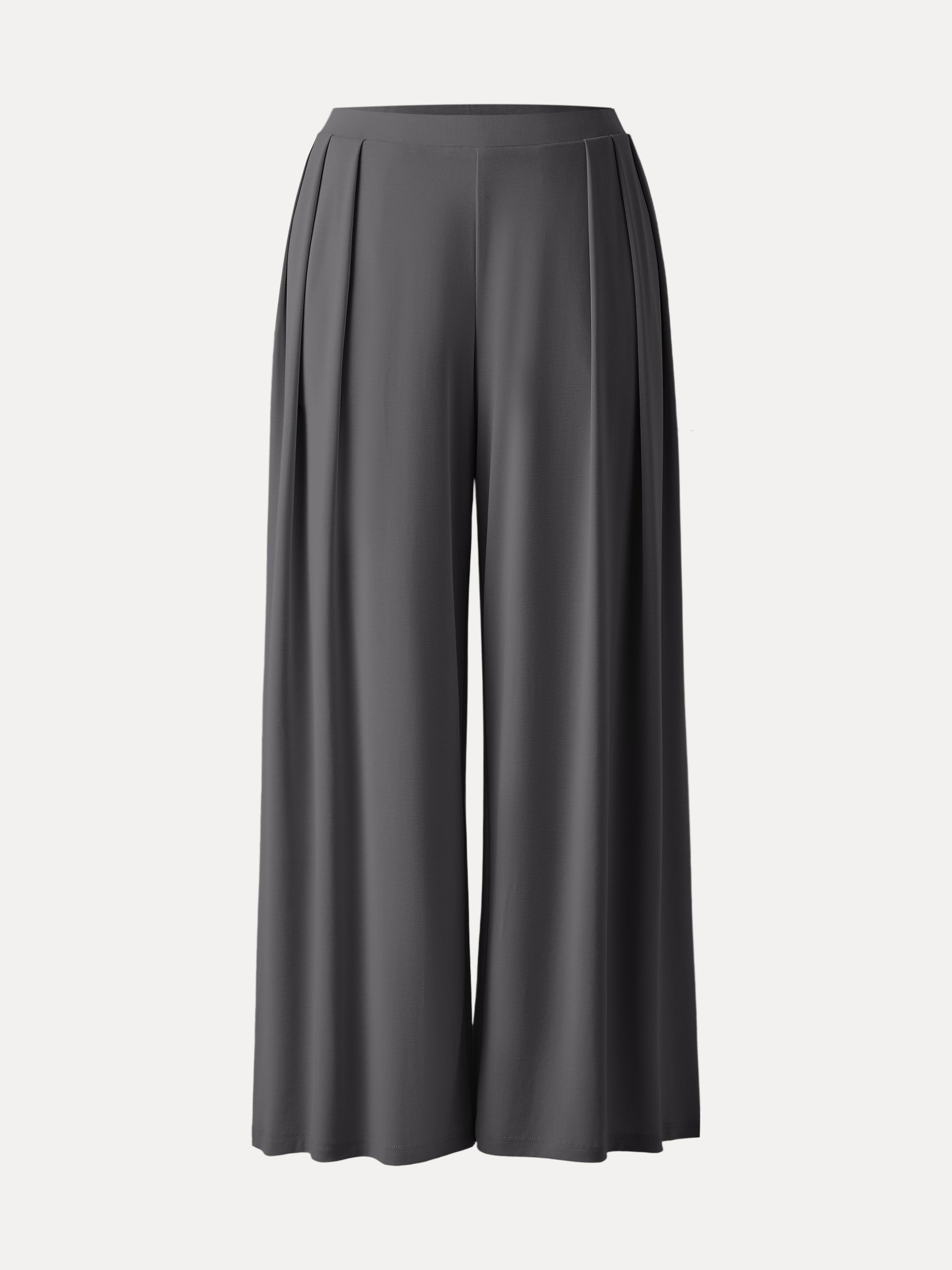 OGLmove Sandwashed Mid Rise Pleated Wide Leg Palazzo Pant with Pockets