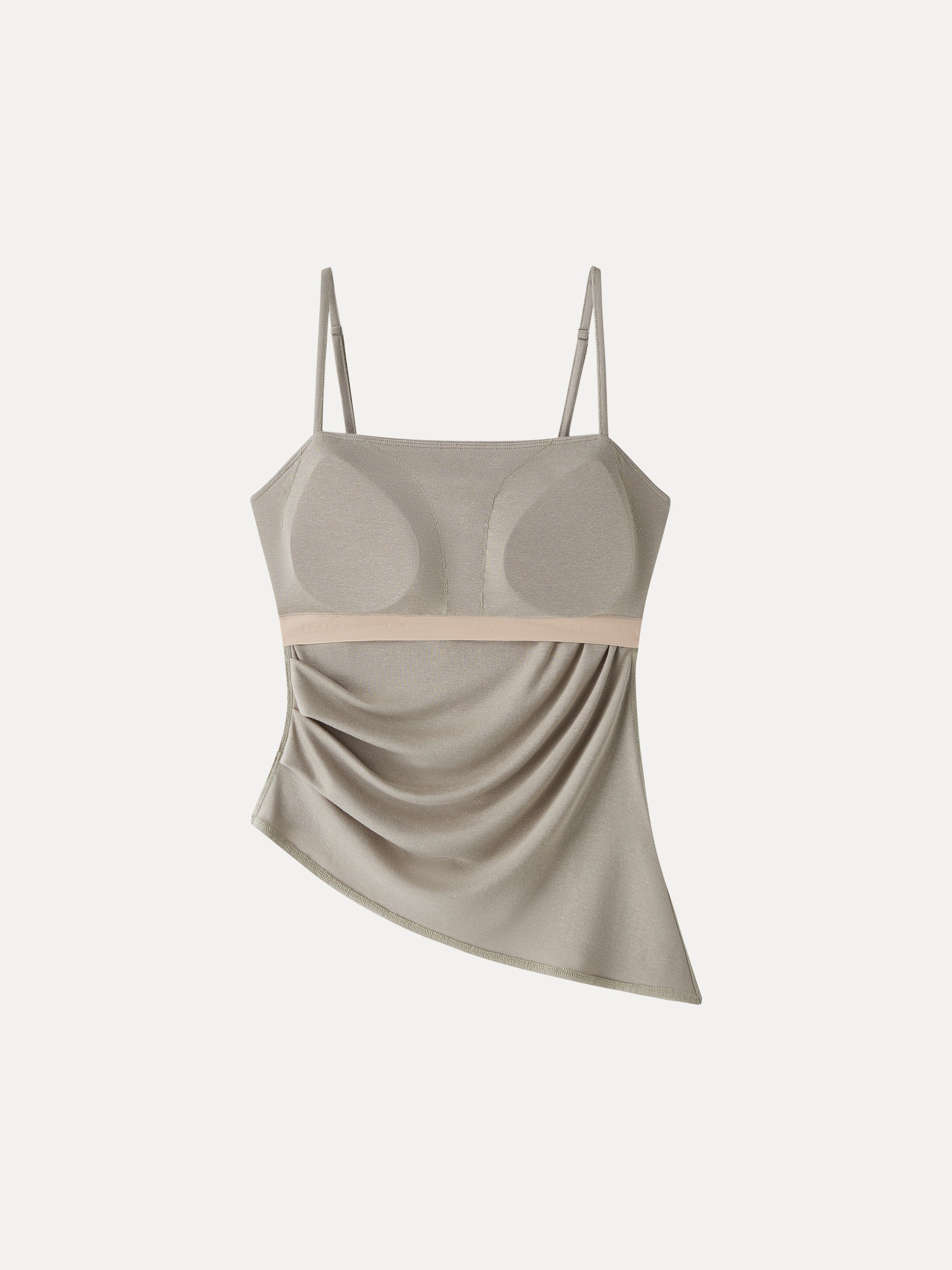 OGLmove Square Neck Spaghetti Bra Top with Side Slit