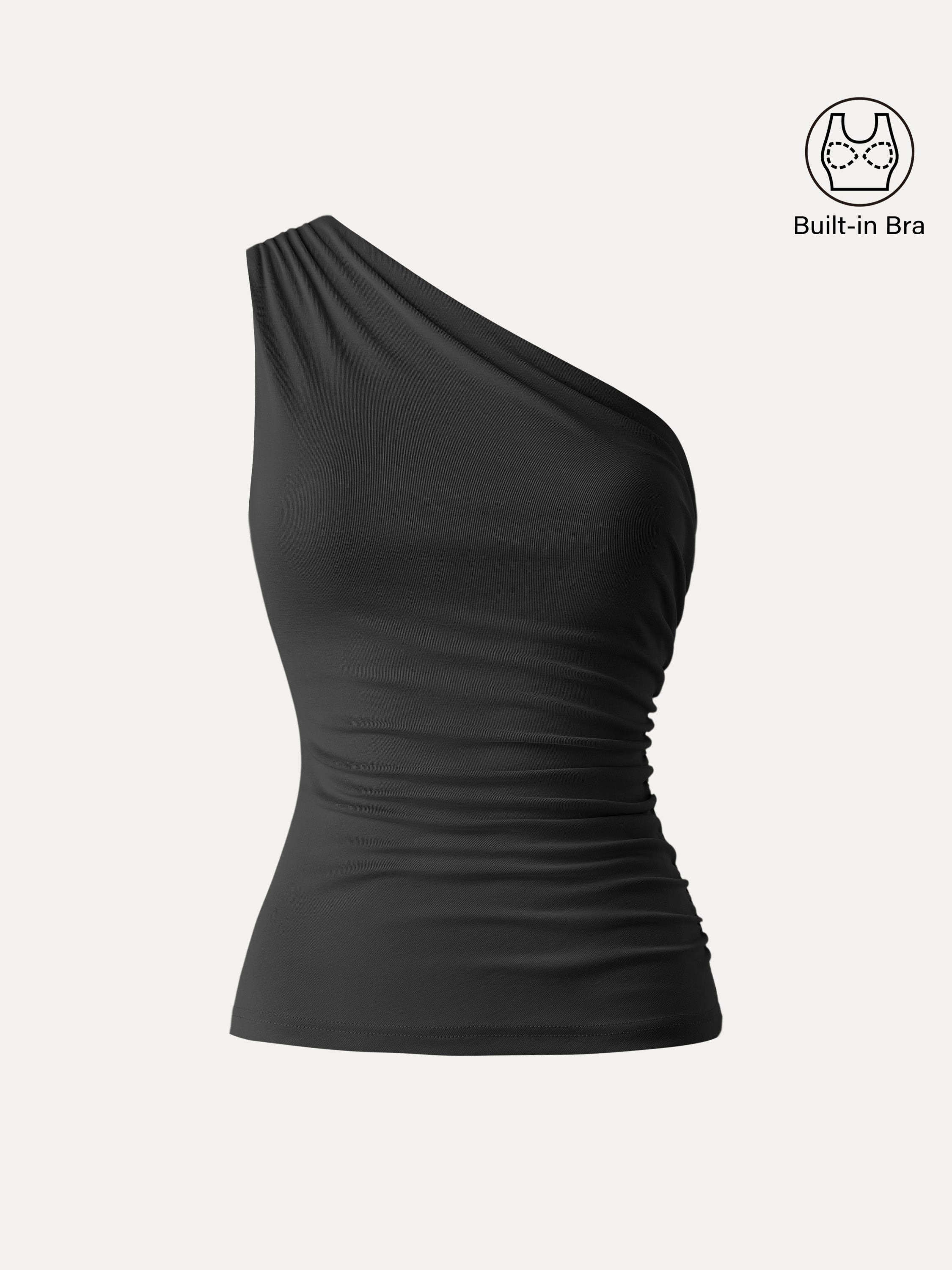OGLmove Sandwashed One Shoulder Ruched Bra Tank