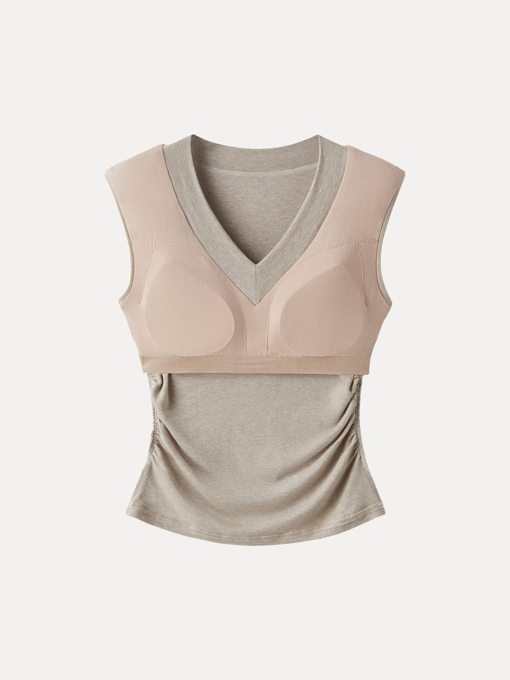 OGLmove Women's V-Neck Wide Shoulder Ruched Bra Top