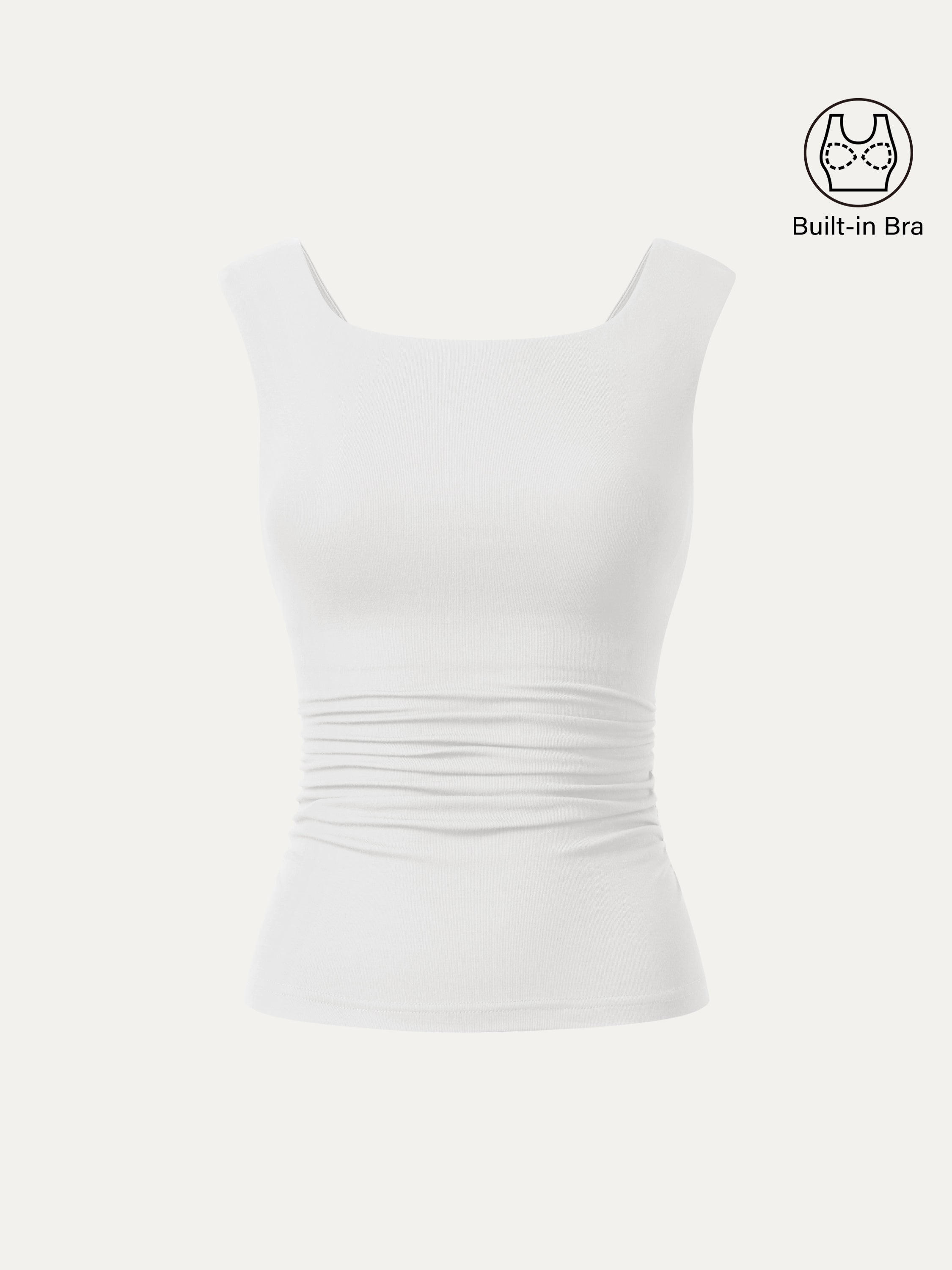 OGLmove Women's Boatneck Low Back Gathered Bra Top