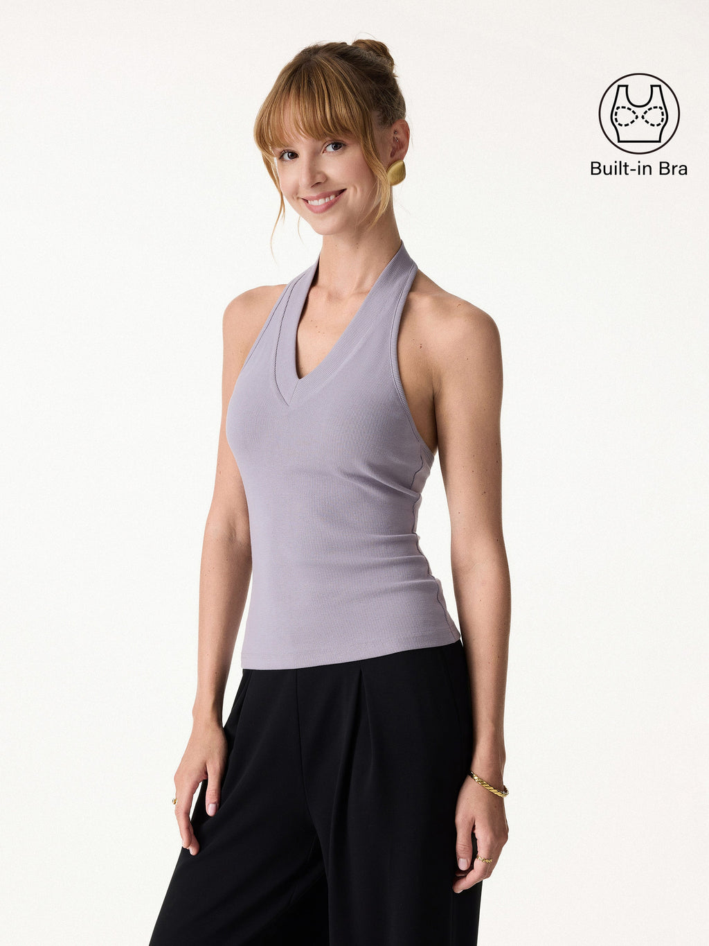 OGLmove Plantive Halter Neck Open Back Bra Tank