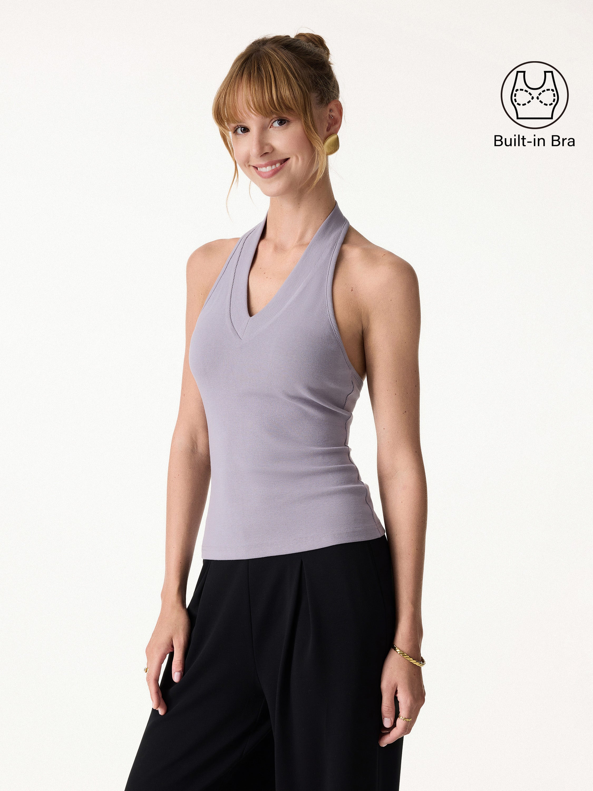 OGLmove Plantive Halter Neck Open Back Bra Tank