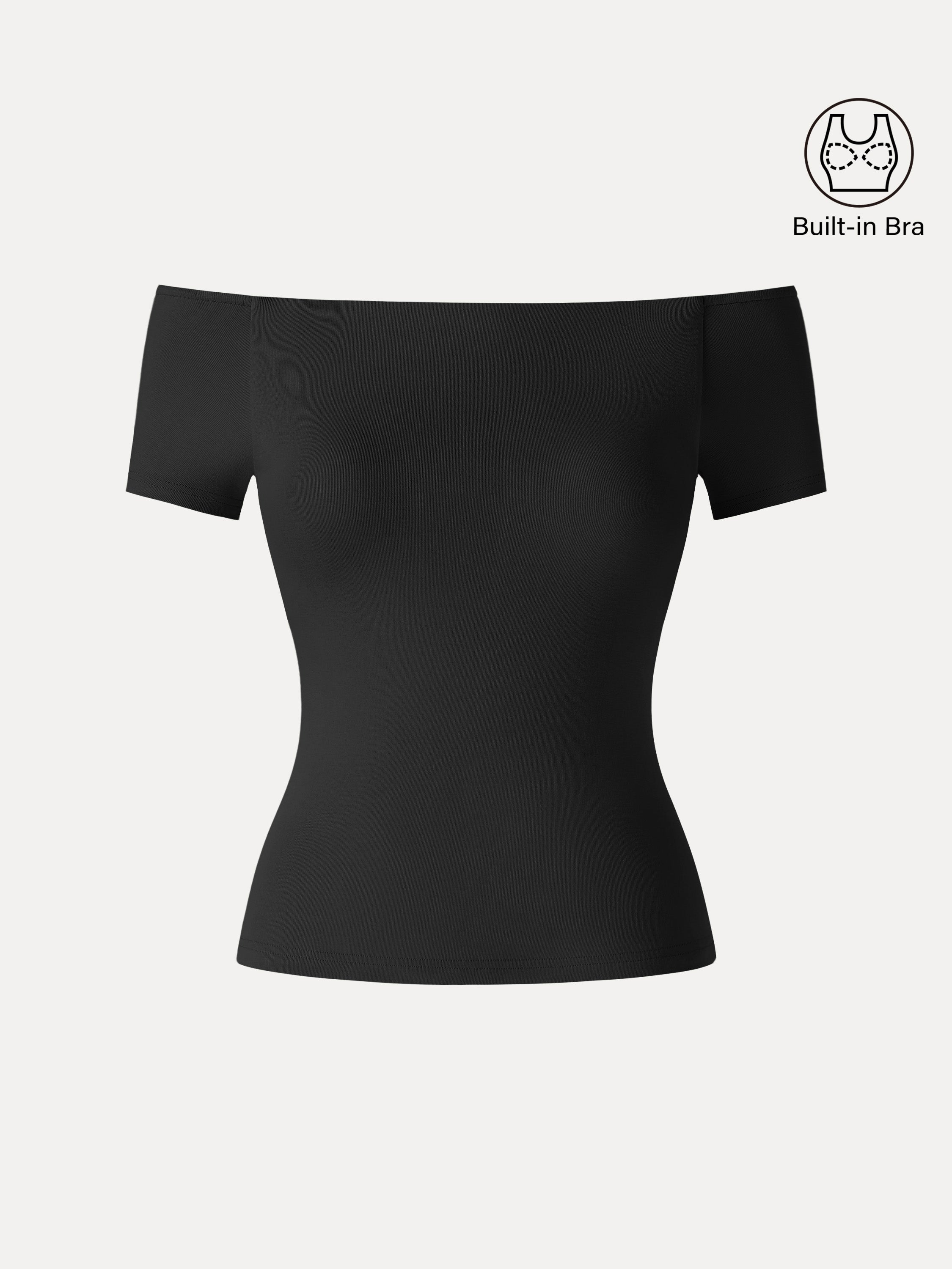 OGLmove Women's Cotton Lyocell Non-Slip Off-the-Shoulder Bra Top