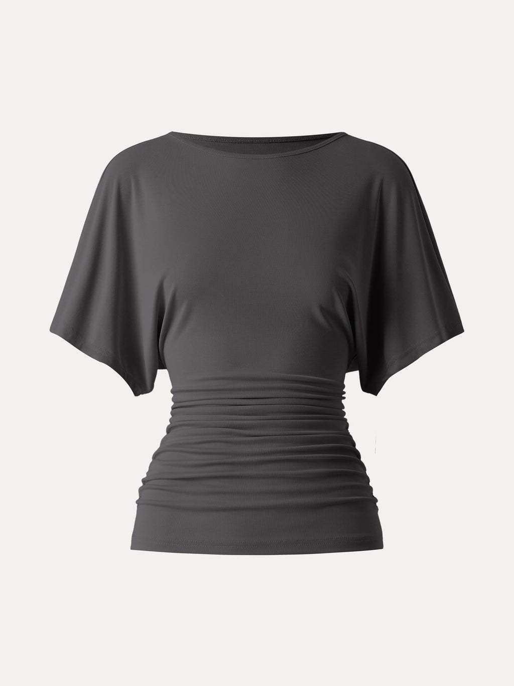 OGLmove Boatneck Batwing Sleeve Side Ruched Top