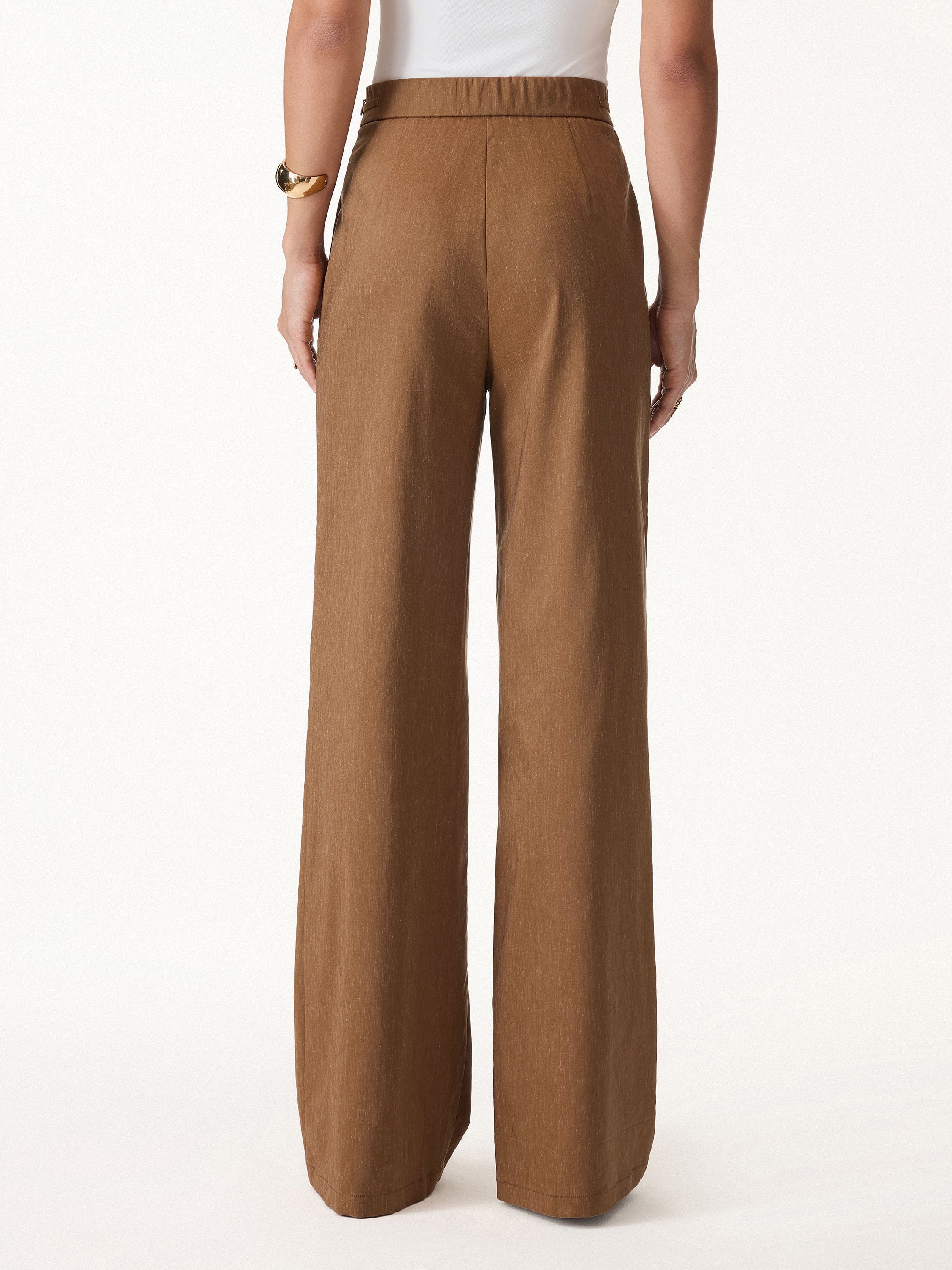 OGLmove Linen Drawstring Wide Leg Pant with Pockets