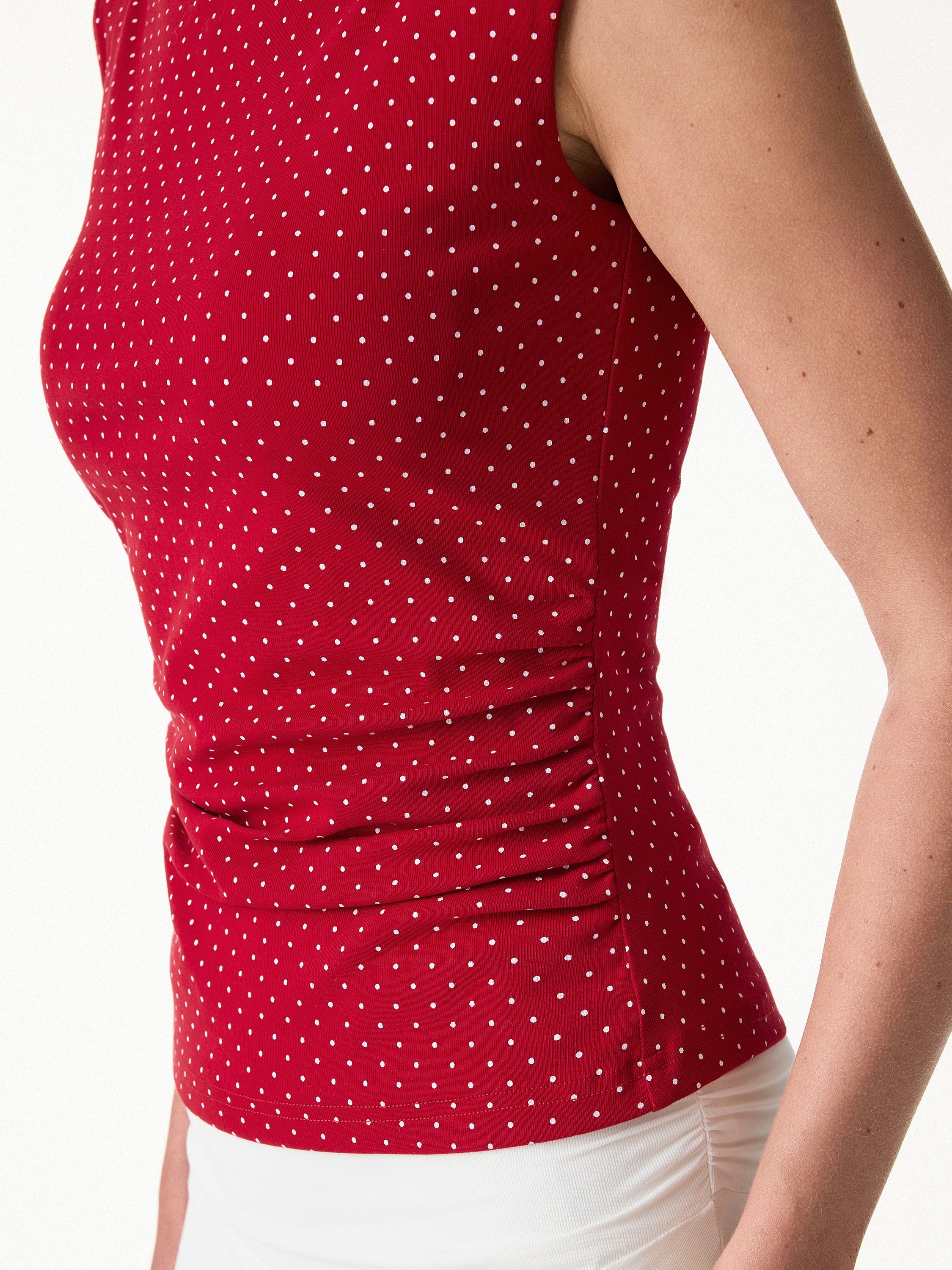 OGLmove Polka Dot Boatneck Bra Top & A-Line Flare Skirt Set