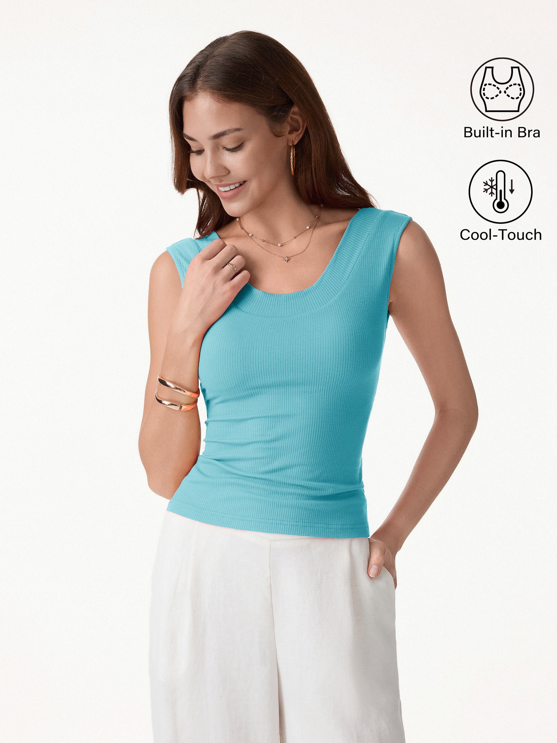 OGLmove CoolTouch U-Neck Bra Tank with Compressive Padding