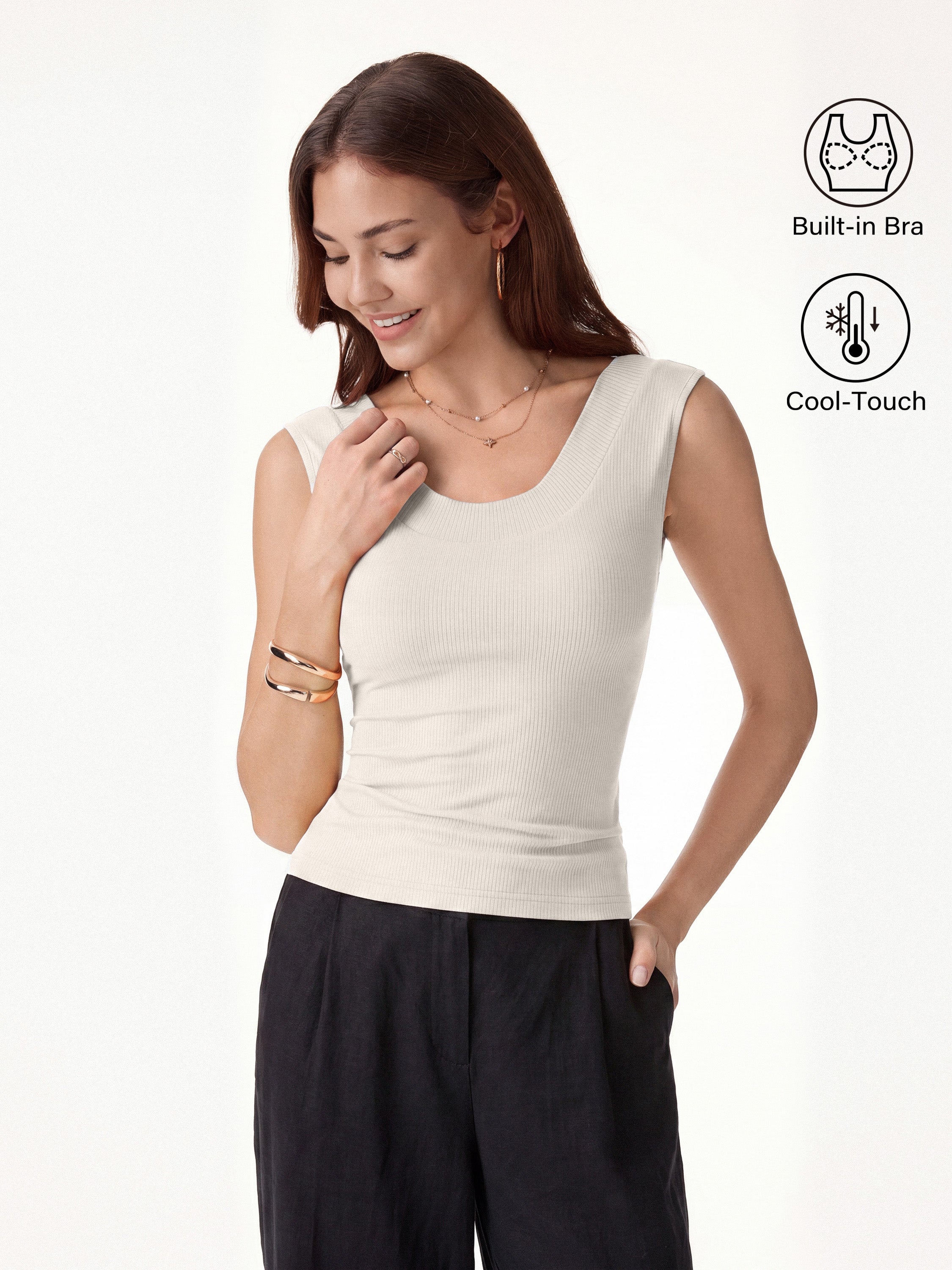 OGLmove CoolTouch U-Neck Bra Tank with Compressive Padding