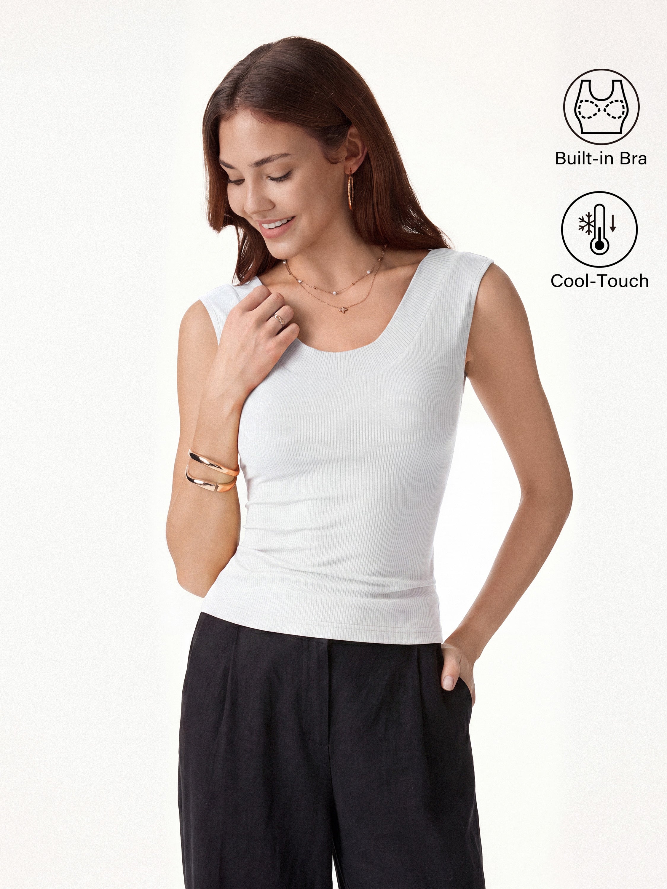 OGLmove CoolTouch U-Neck Bra Tank with Compressive Padding