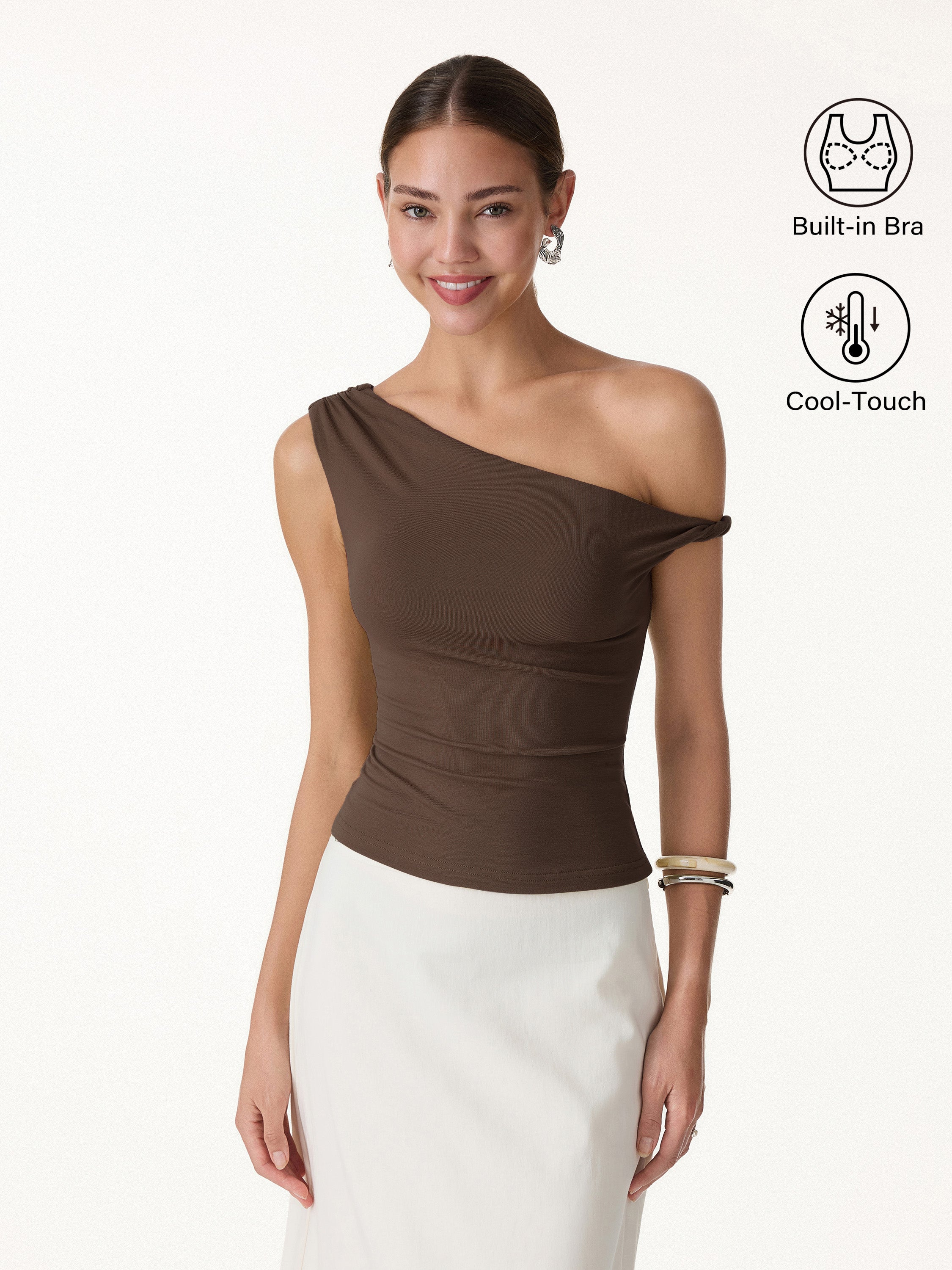 OGLmove CoolTouch Asymmetrical Shoulder Bra Top