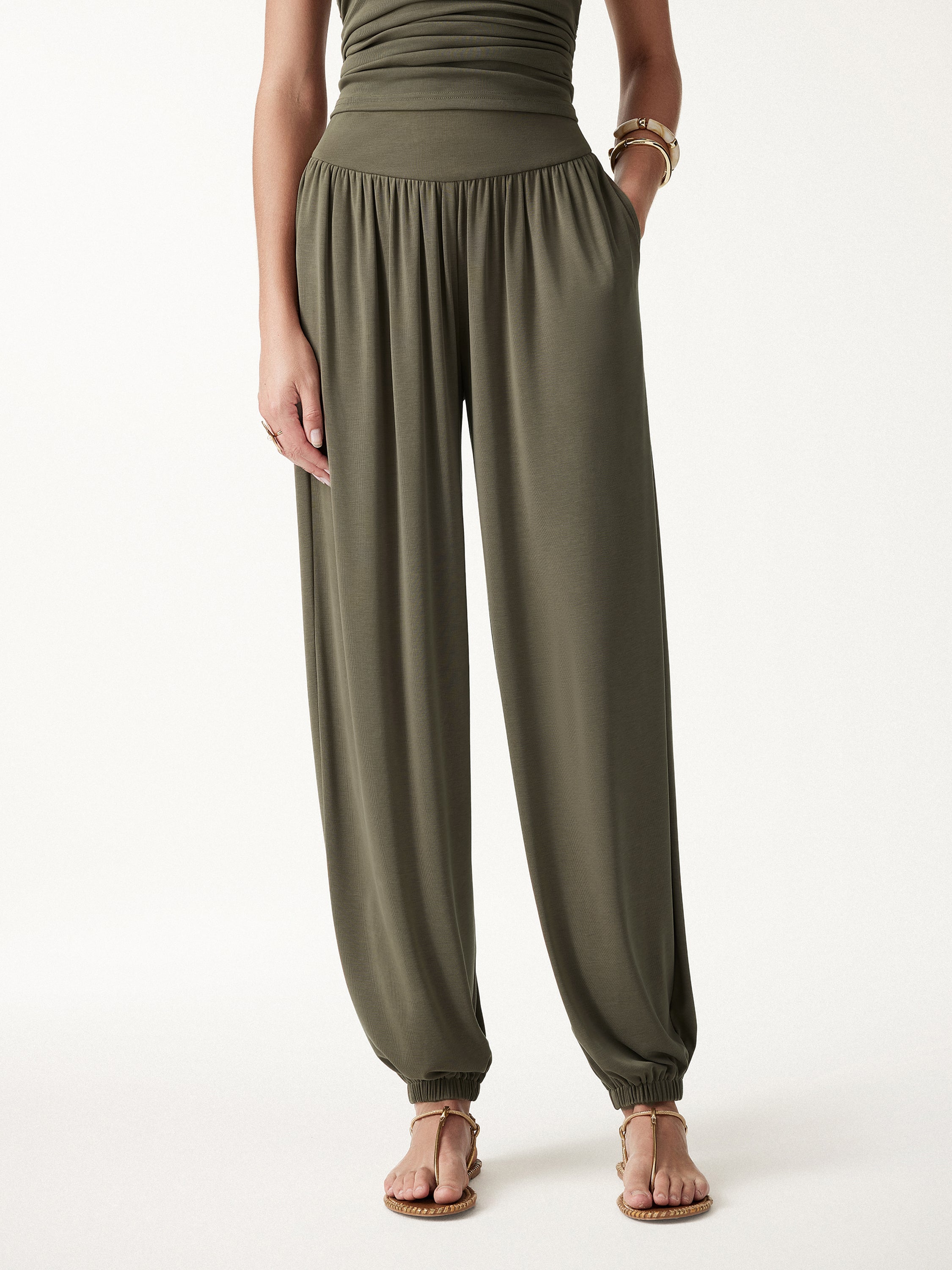 OGLmove Sandwashed Modal Ultra-Soft High Rise Balloon Pants with Pockets
