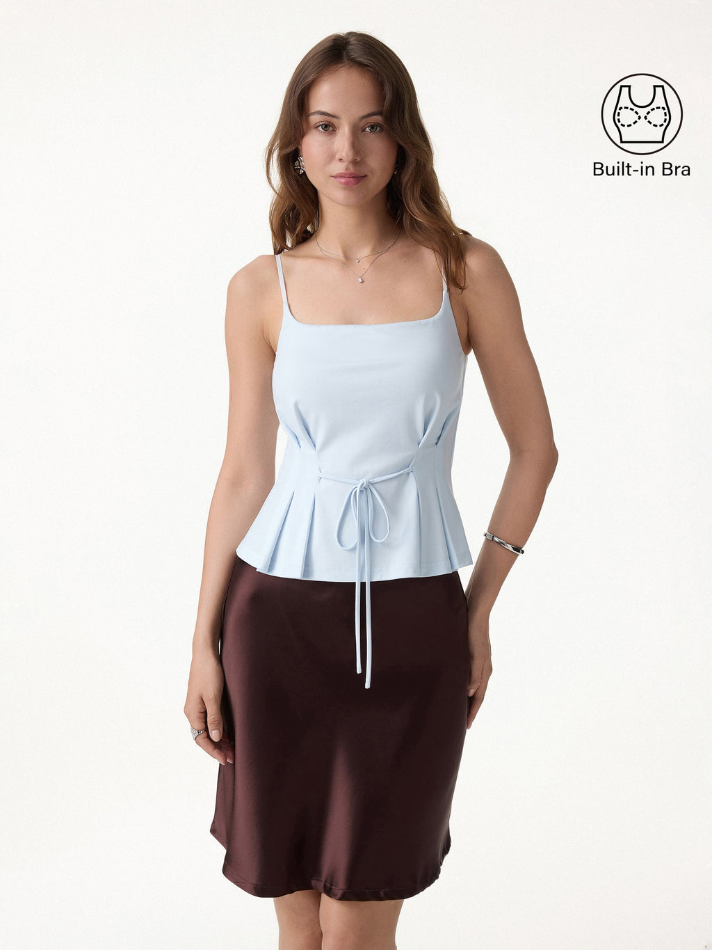 OGLmove Women's Ponte Pleated Spaghetti Brami