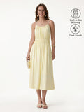 OGLmove Vacay Gathered U-Neck Spaghetti Midi Bra Dress with Pockets