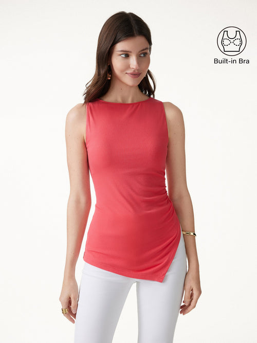OGLmove Boatneck Ruched Asymmetrical Bra Top