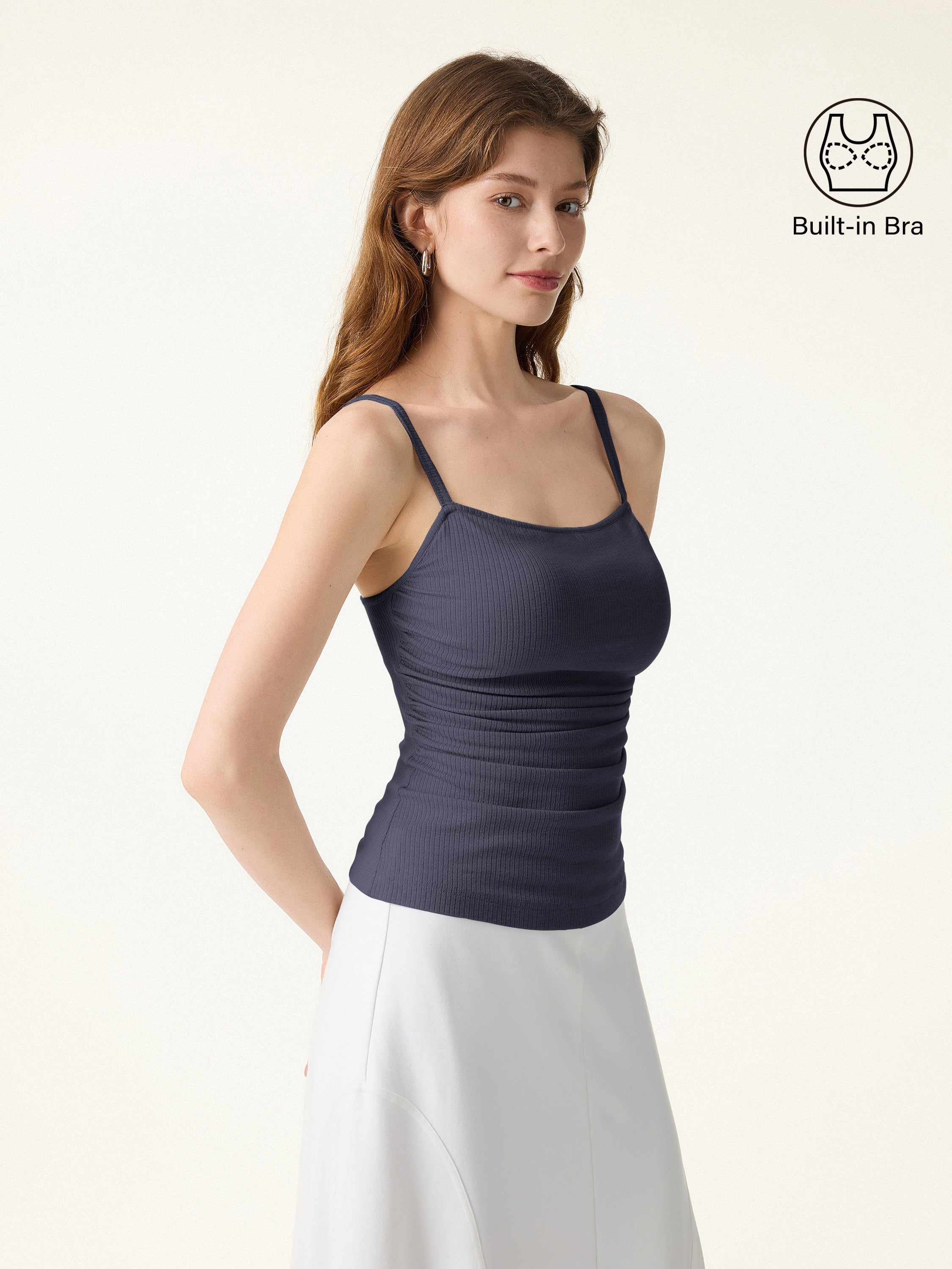 OGLmove Women's Soft Textured Adjustable Spaghetti Bra Tank