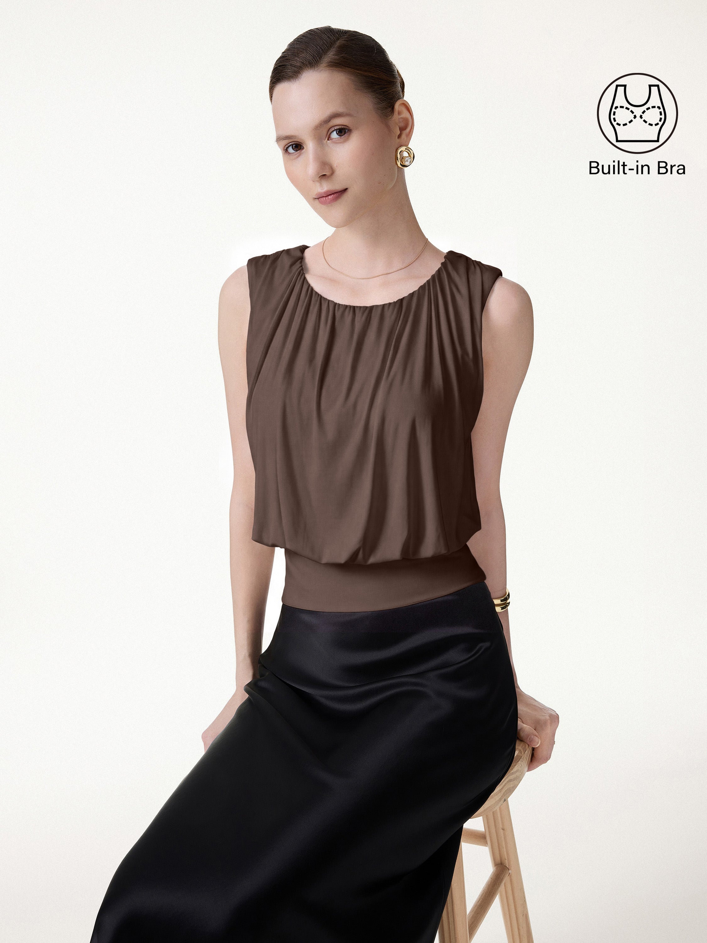 OGLmove Women's Gathered Sleeveless Bra Top