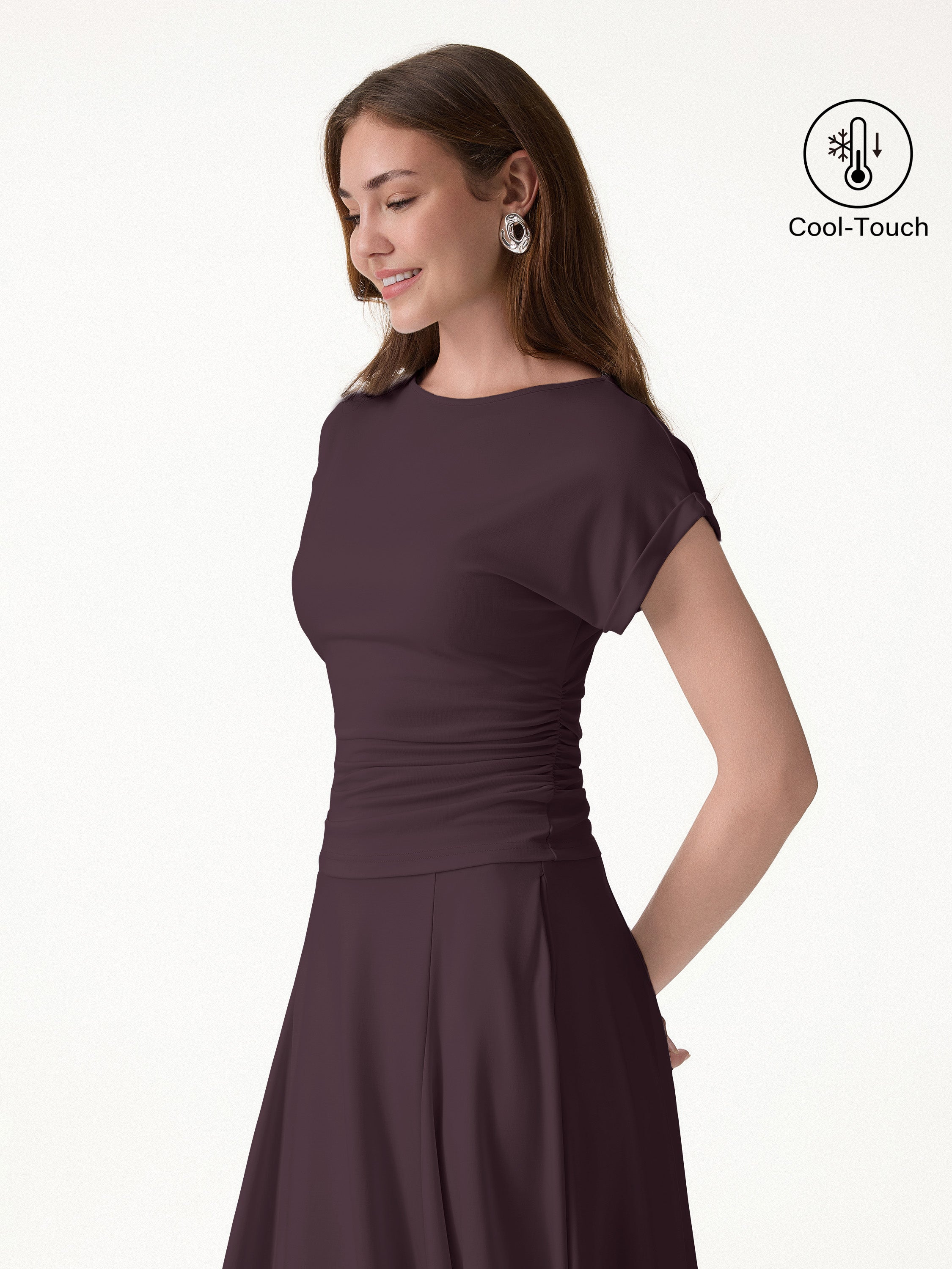OGLmove CoolTouch Round Neck Ruched Tee