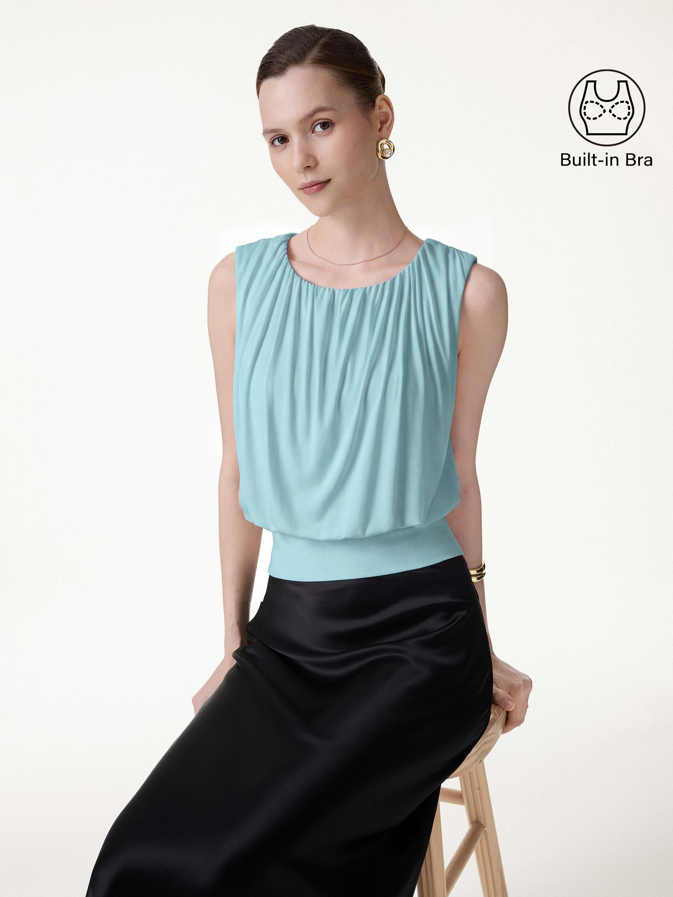 OGLmove Women's Gathered Sleeveless Bra Top