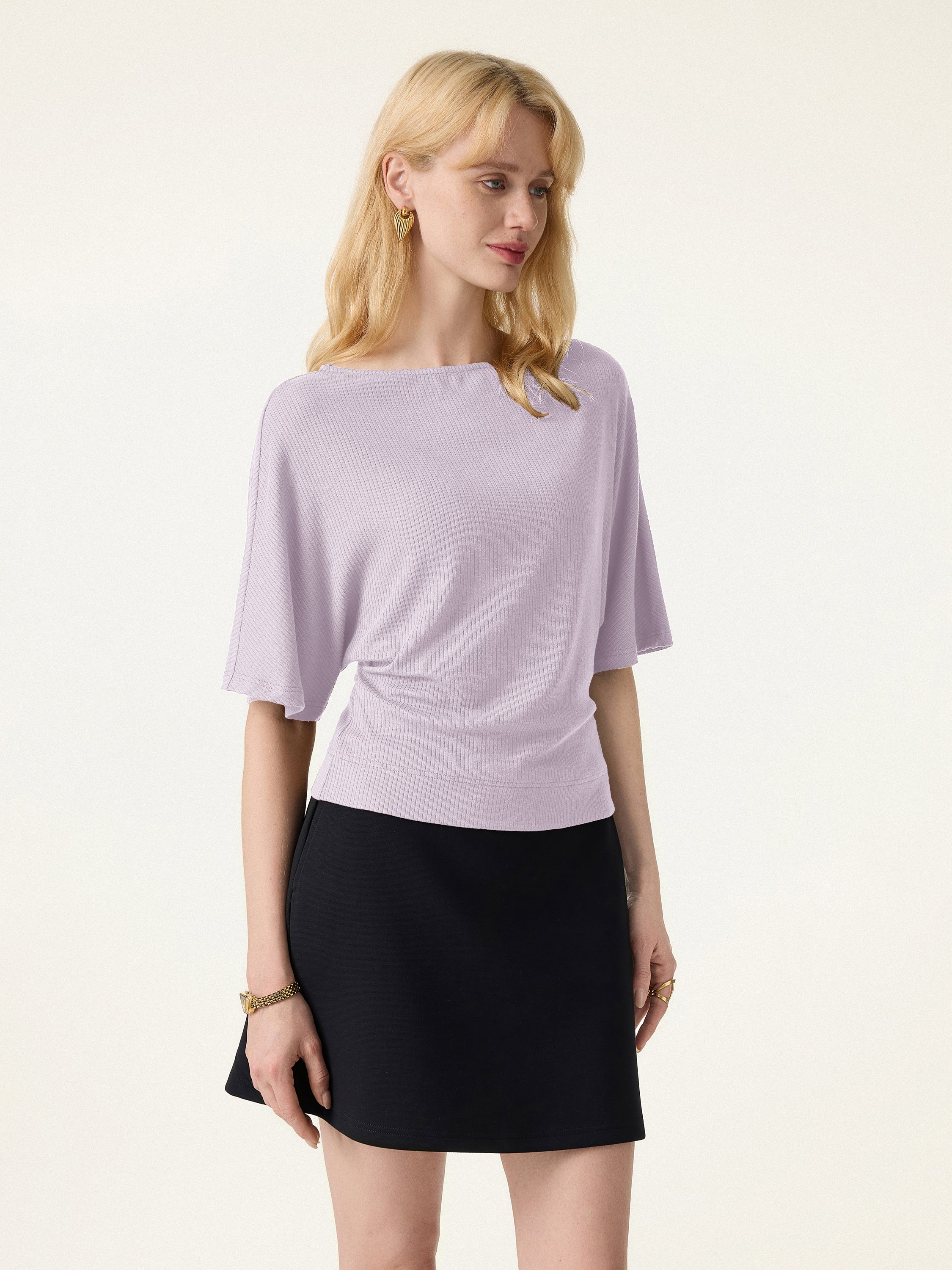 OGLmove Soft Ribbed Boatneck Relaxed Top