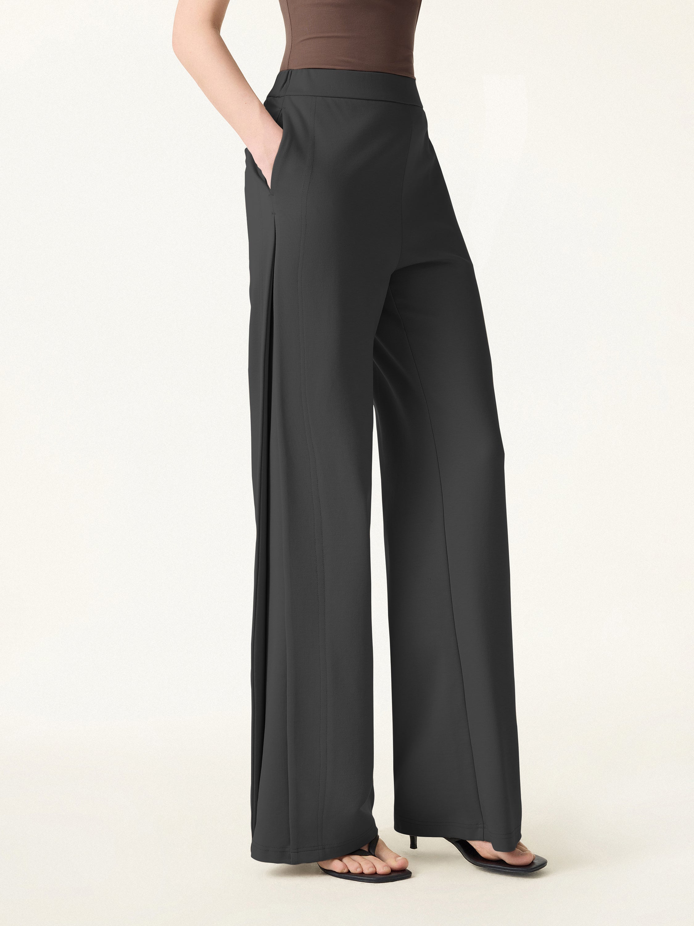 OGLmove Drapey Mid Rise Wide Leg Pull-on Pant with Pockets