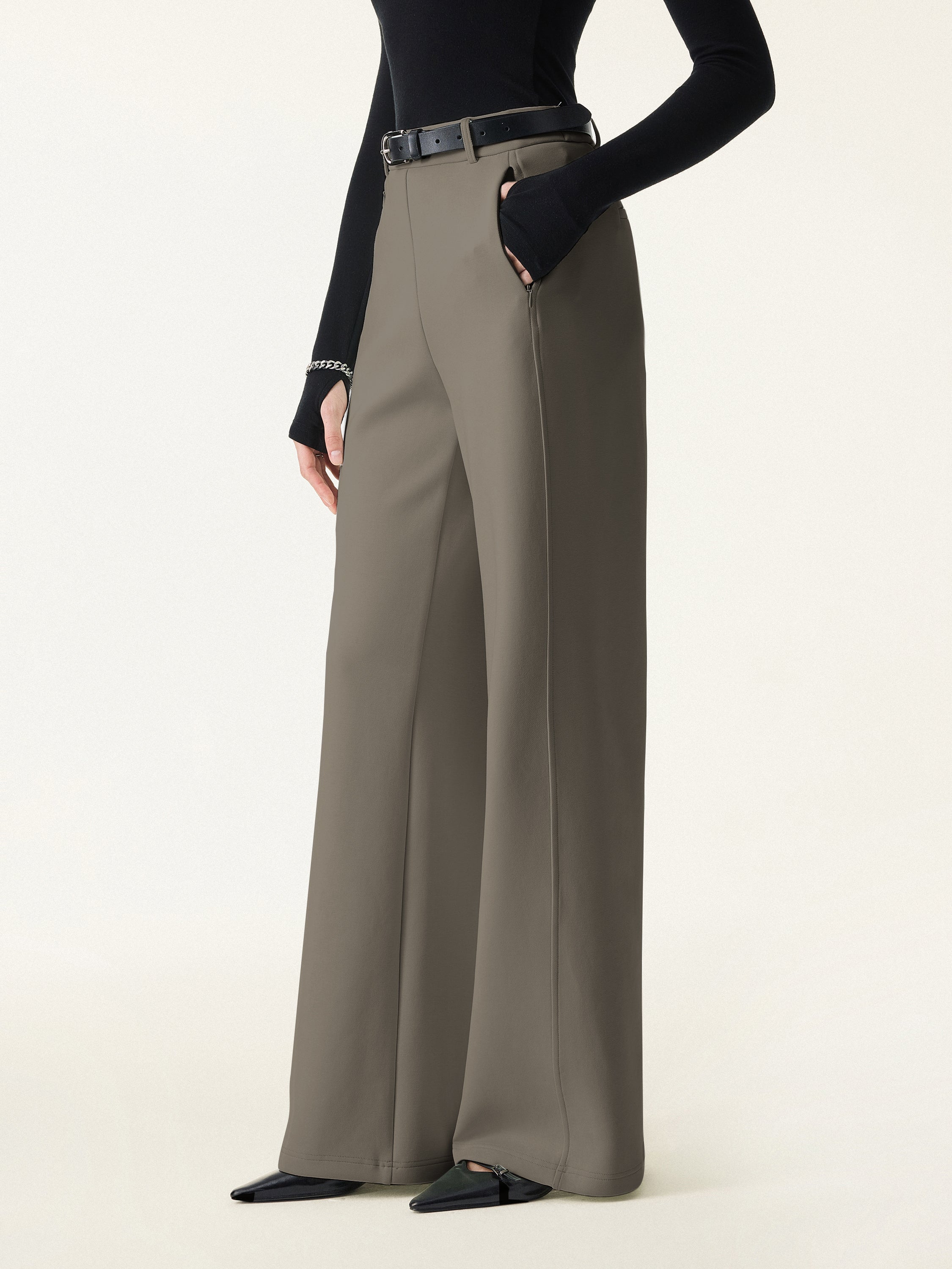 OGLmove Stretch Cotton Blend Slimming High Rise Wide Leg Pant