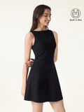 OGLmove Women's Boatneck Fit-and-Flare Mini Bra Dress with Pockets