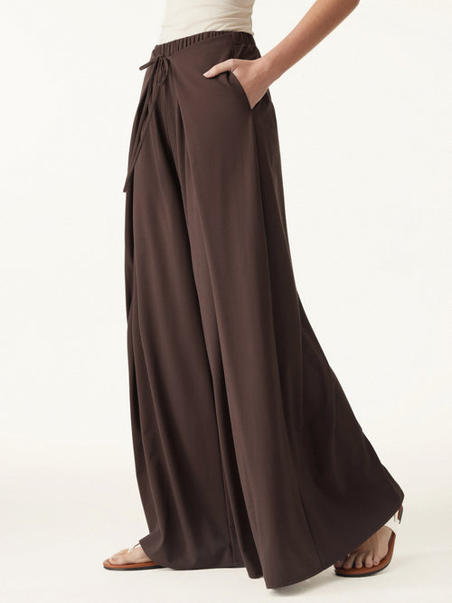OGLmove Bamboo Ponte Wrap-tie Palazzo Pant with Pockets