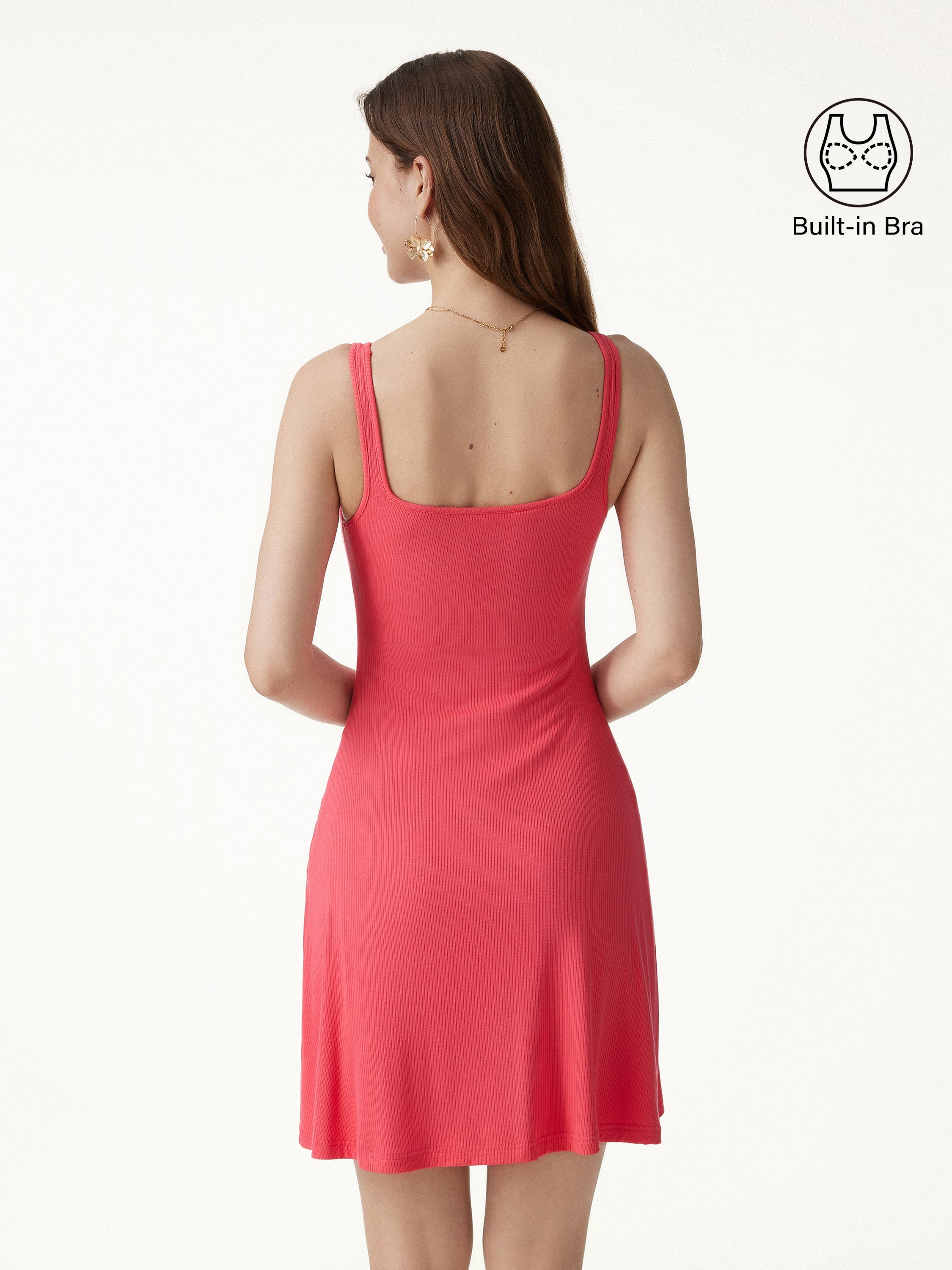 OGLmove Women's Square Neck Sleeveless Bra Dress