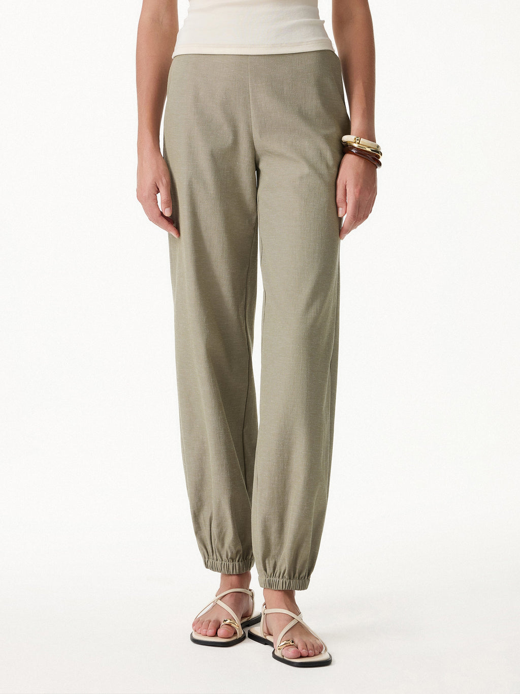 OGLmove Linen-Like High-Rise Balloon Jogger Pants with Pockets