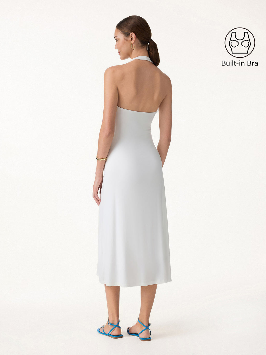 OGLmove Women's Ponte Halter Neck Open Back Bra Dress