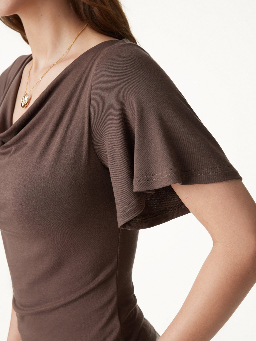 OGLmove CoolTouch Cowl Neck Flutter Sleeve Bra Top