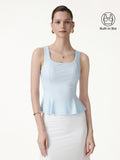 OGLmove Women's Stretch Ponte Square Neck Peplum Bra Top