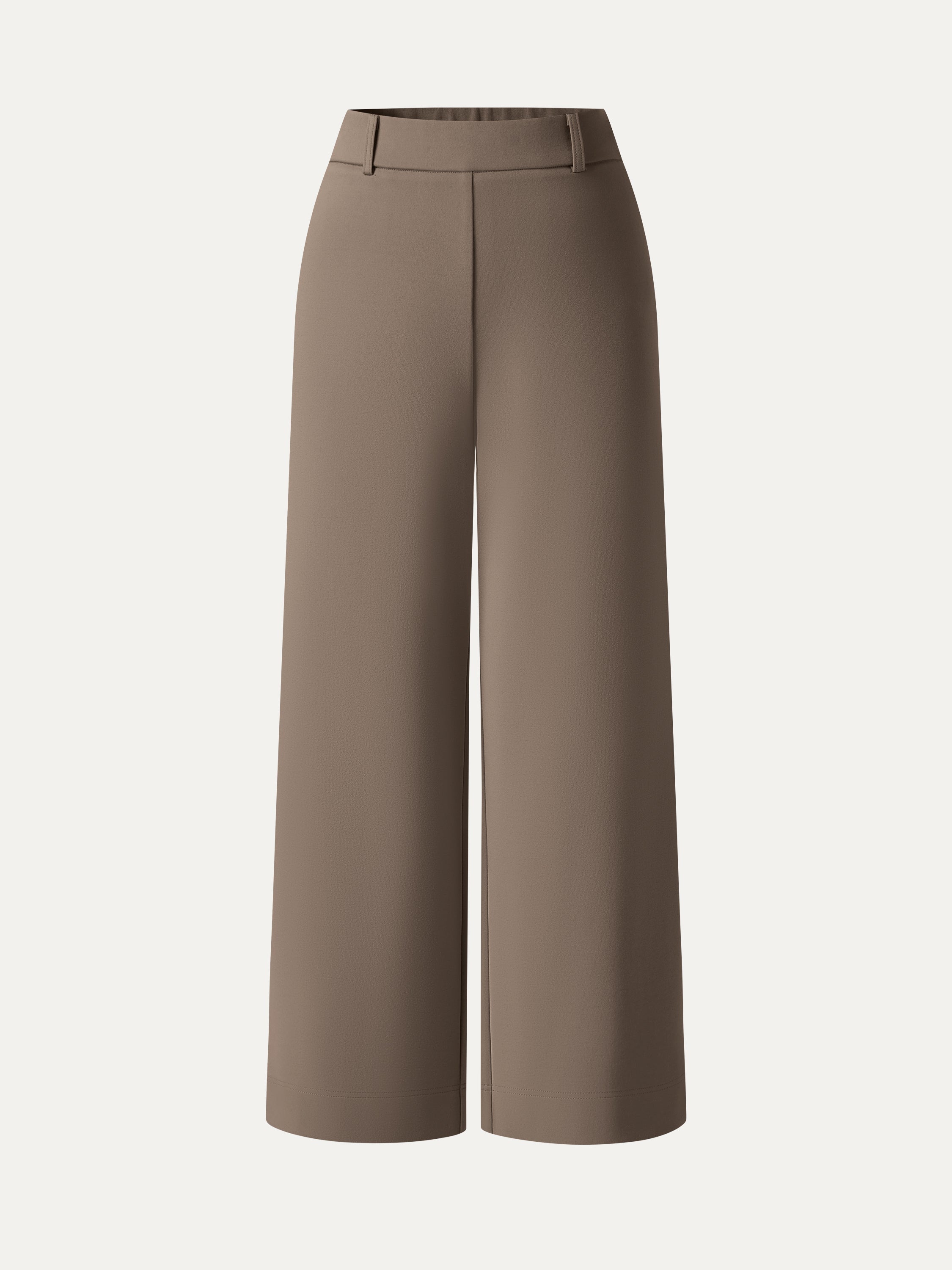 OGLmove Not-See-Thru Mid Rise Cropped Wide Leg Pants with Pockets