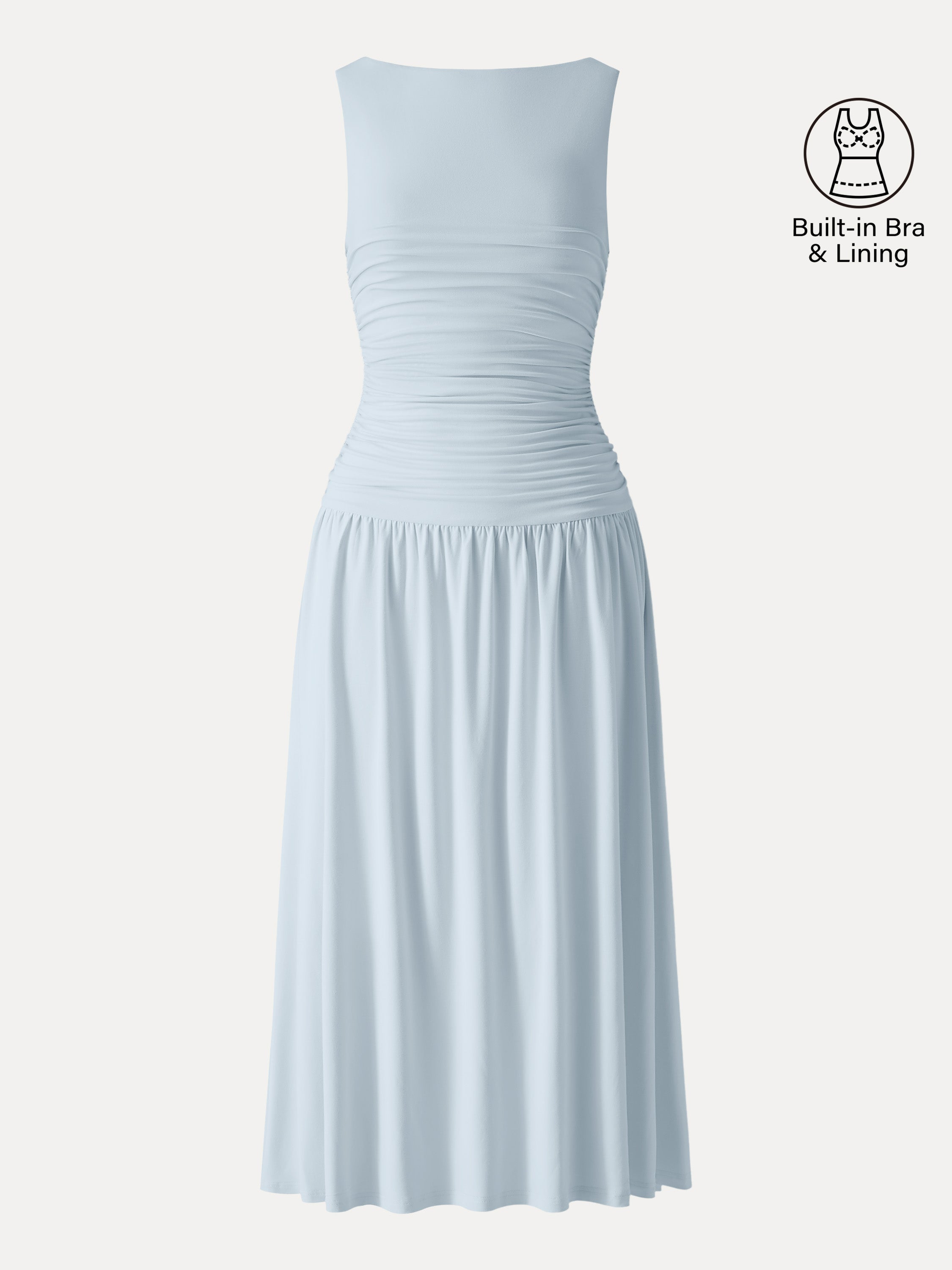 OGLmove SkinKiss Cooling Boatneck Ruched Midi Bra Dress