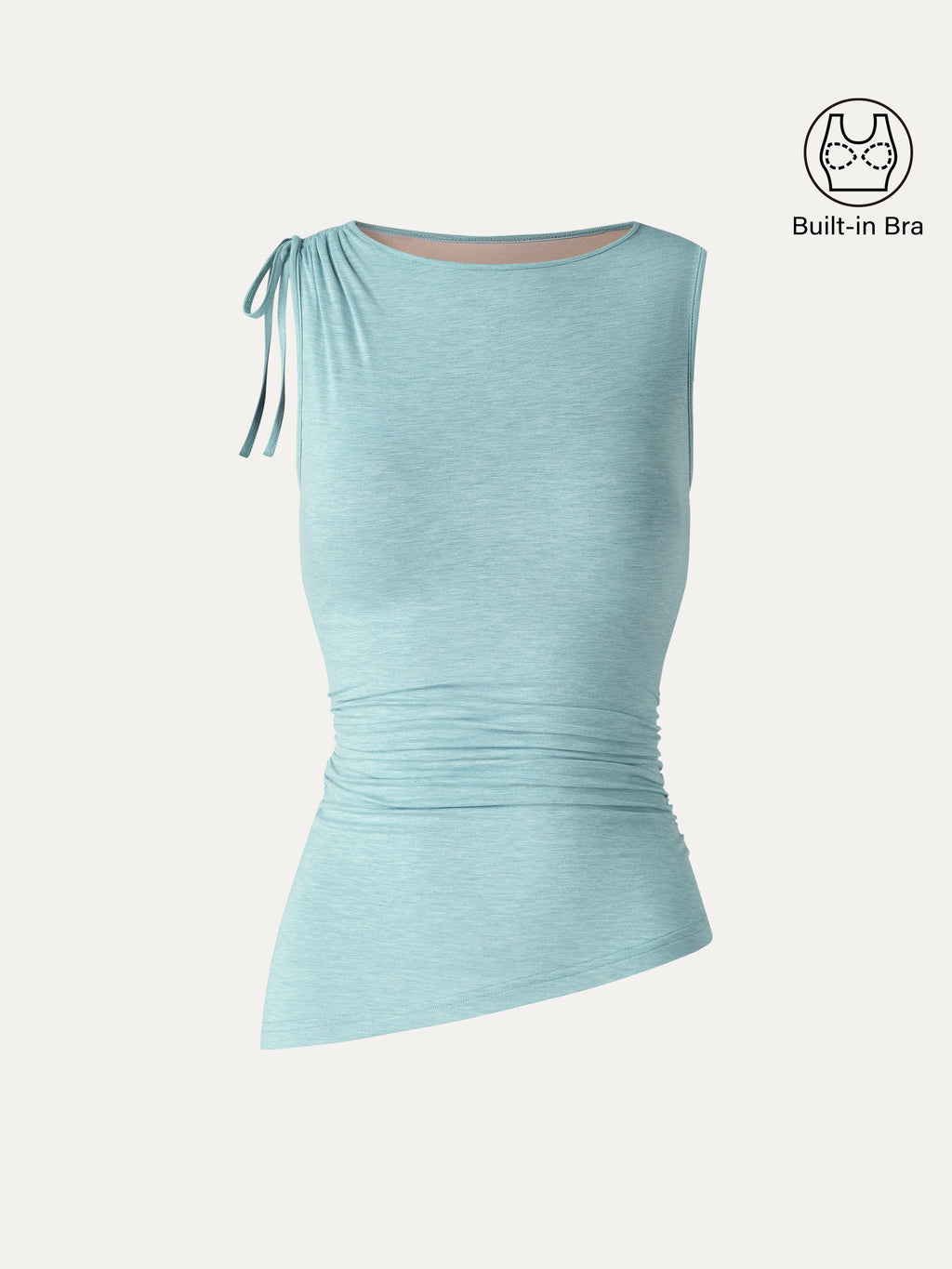 OGLmove Women's Bamboo Heathered Boatneck Ruched Bra Top