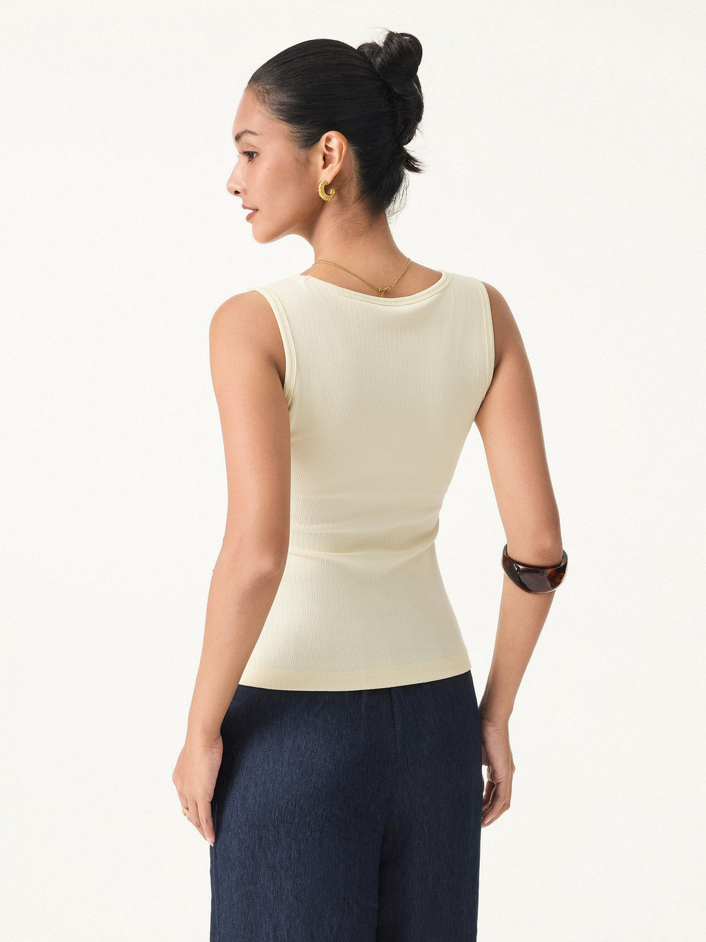 OGLmove Women's Pointelle V-Neck Sleeveless Bra Tank