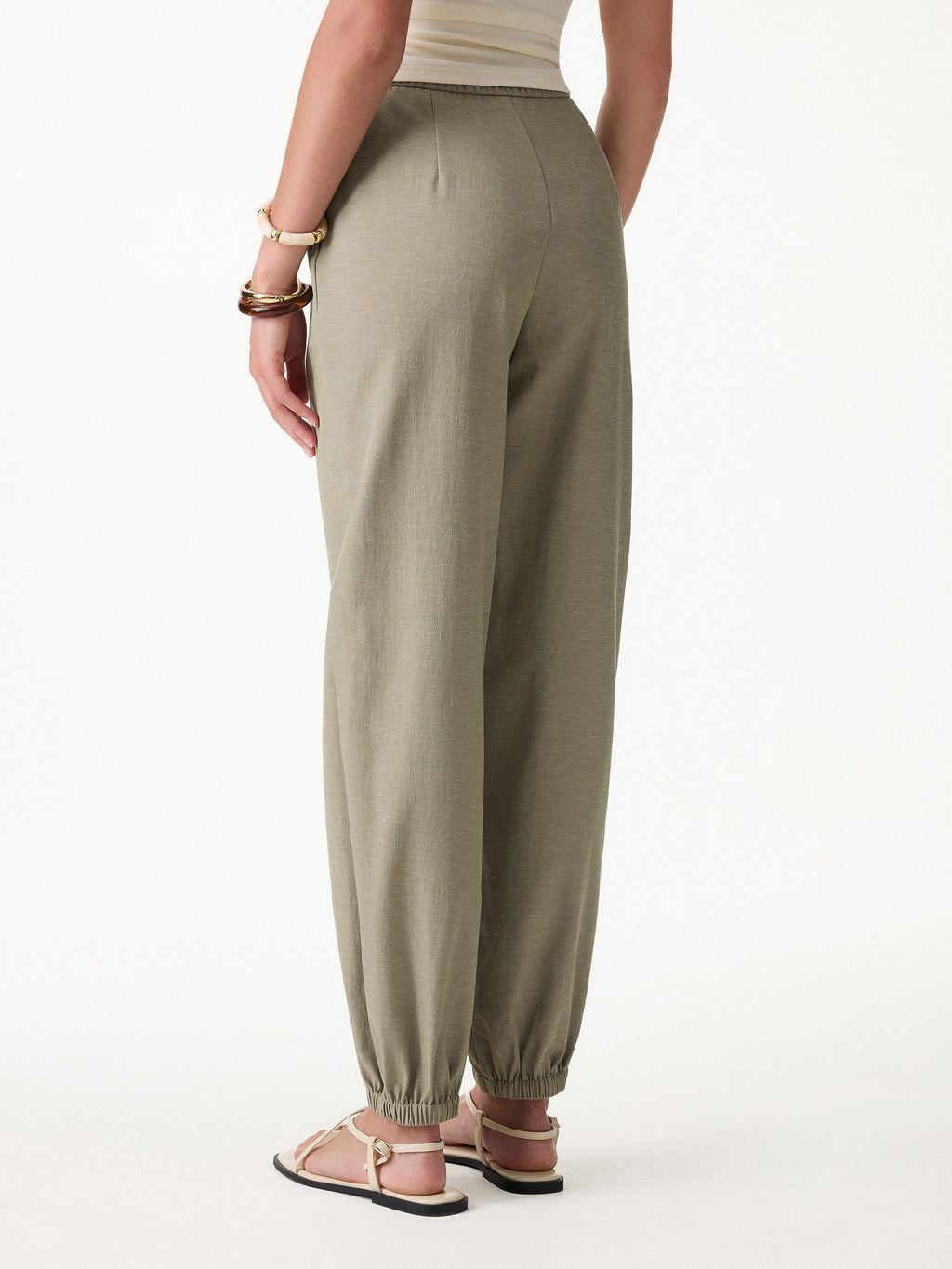 OGLmove Linen-Like High-Rise Balloon Jogger Pants with Pockets