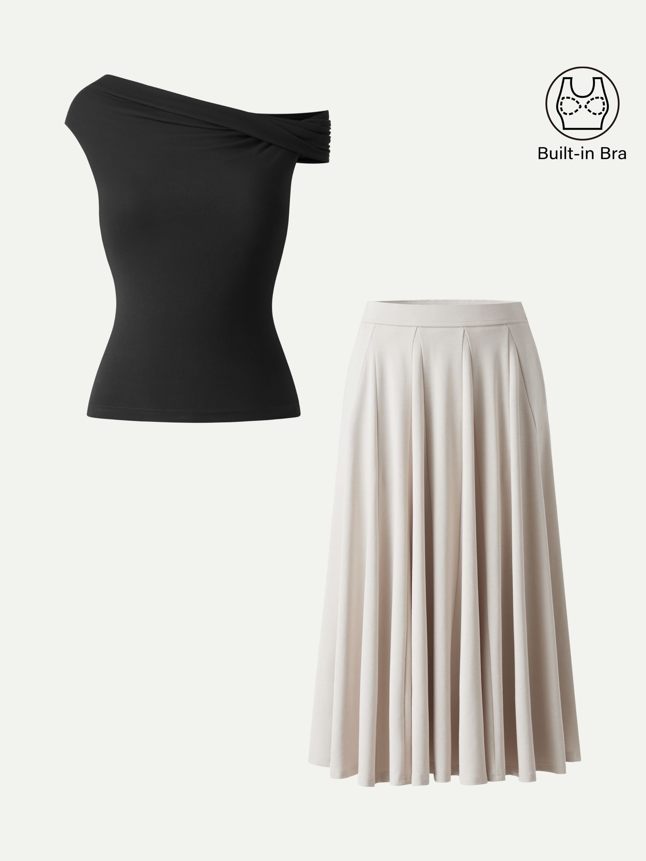OGLmove Multi-wear Bra Top and Volume Skirt 2Pcs Set