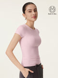 OGLmove Women's Crewneck Slimming Short Sleeve Airy Bra Top
