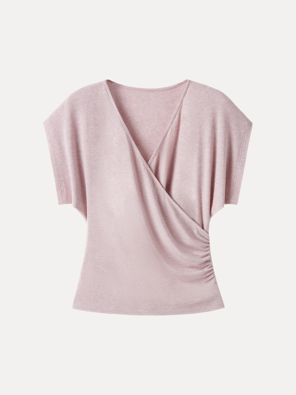 OGLmove Lyocell Blend Ruched Surplice Short Sleeve Top