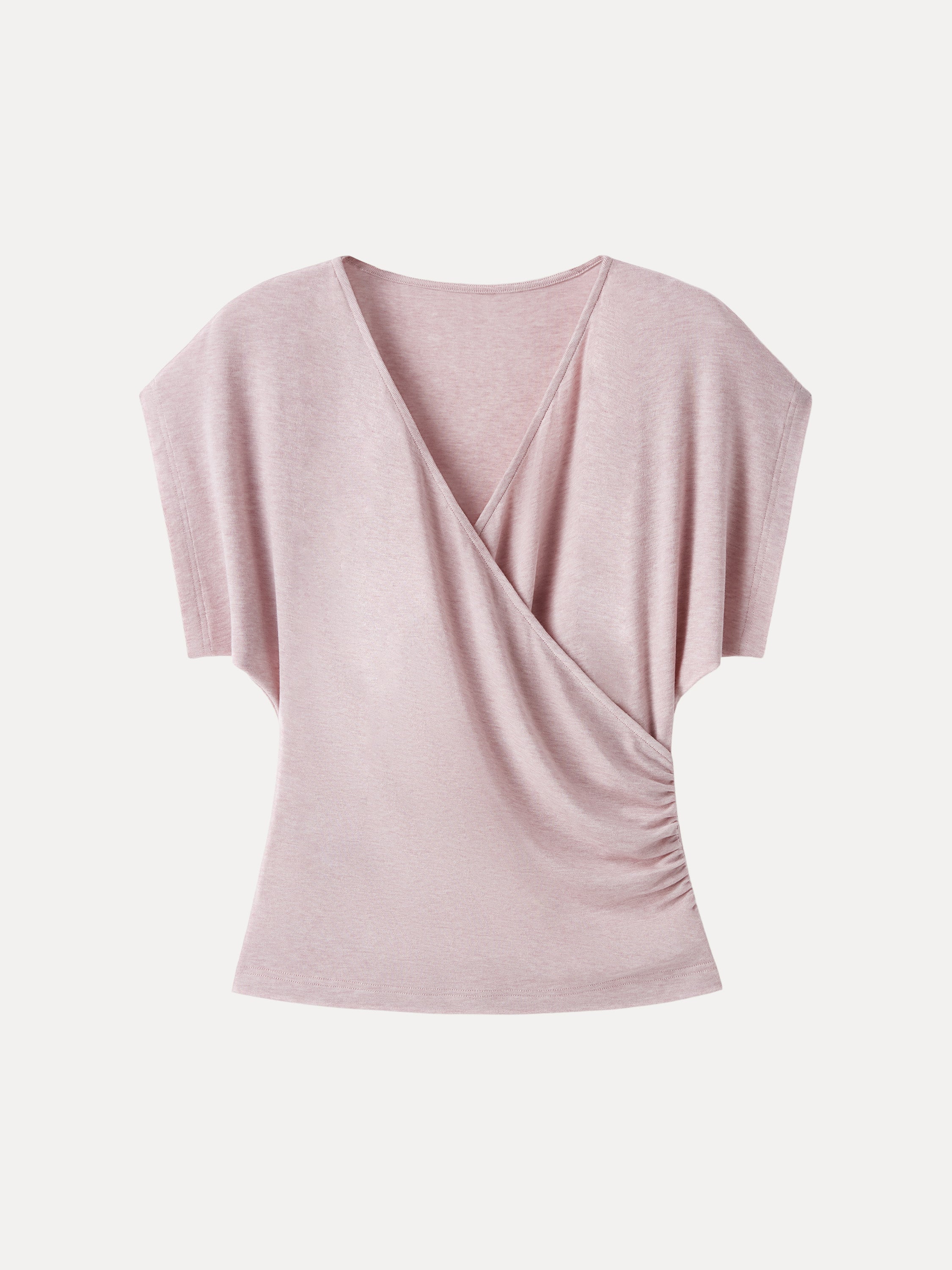 OGLmove Lyocell Blend Ruched Surplice Short Sleeve Top
