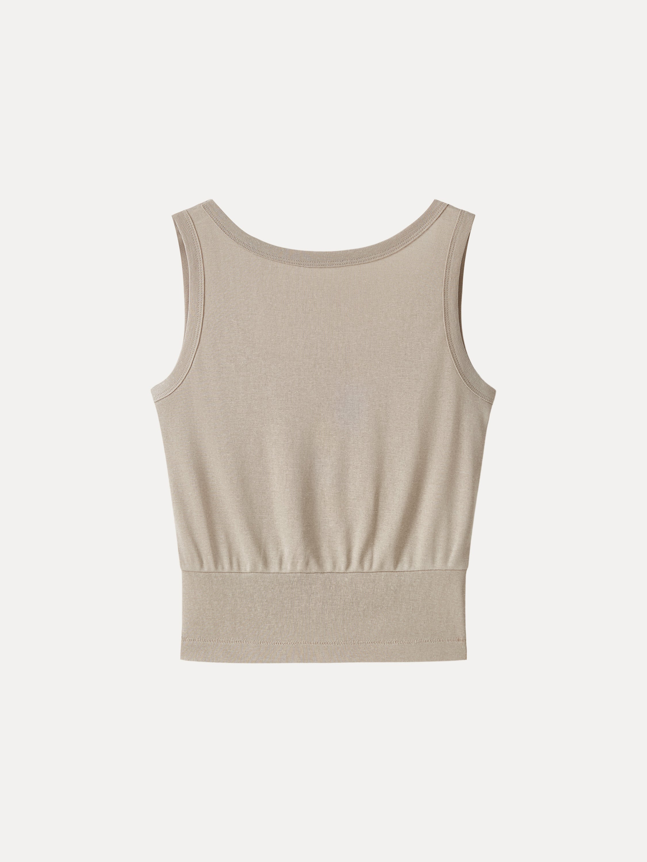 OGLmove Cotton-Linen Blend Reversible Boatneck Low Back Top